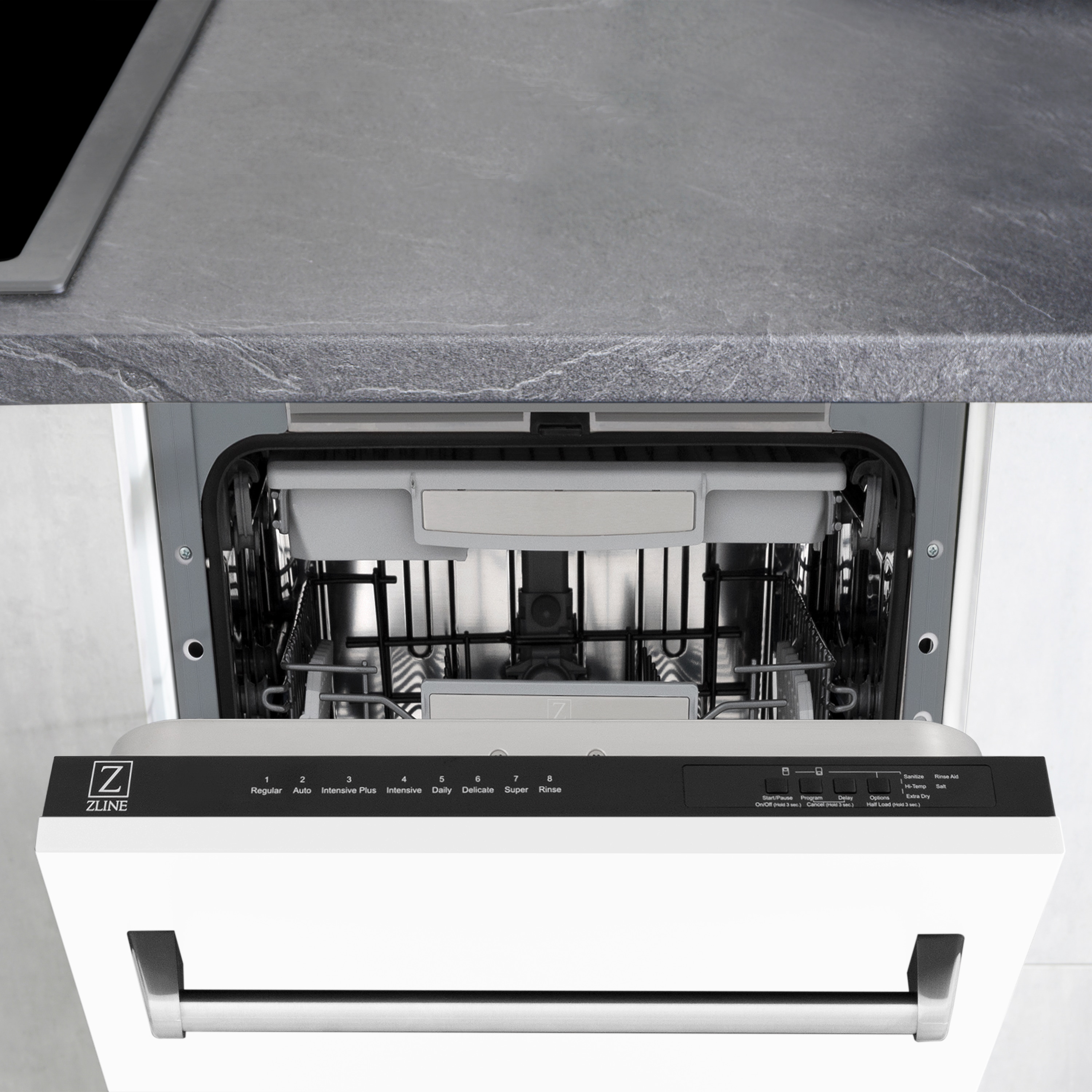 Lavavajillas Empotrado de Control Superior Tallac de 18 pulgadas con Tercer Estante (Tina de Acero Inoxidable con Panel Mate Blanco) ENERGY STAR, Nivel de Sonido Estándar de 51 Decibeles DWV-WM-18