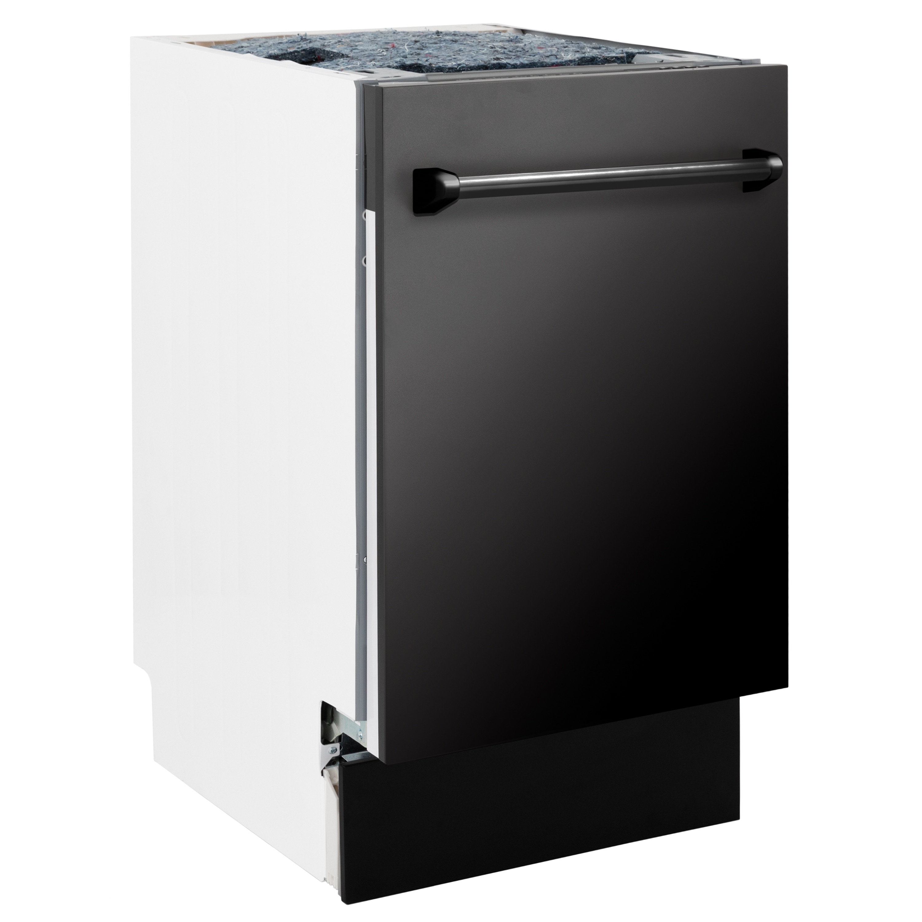 Lavavajillas empotrable de control superior de 18 pulgadas con tercera rejilla (tina de acero inoxidable con panel de acero inoxidable negro) ENERGY STAR, nivel de sonido estándar de 51 decibelios modelo DWV-BS-18 de ZLINE KITCHEN & BATH Tallac.