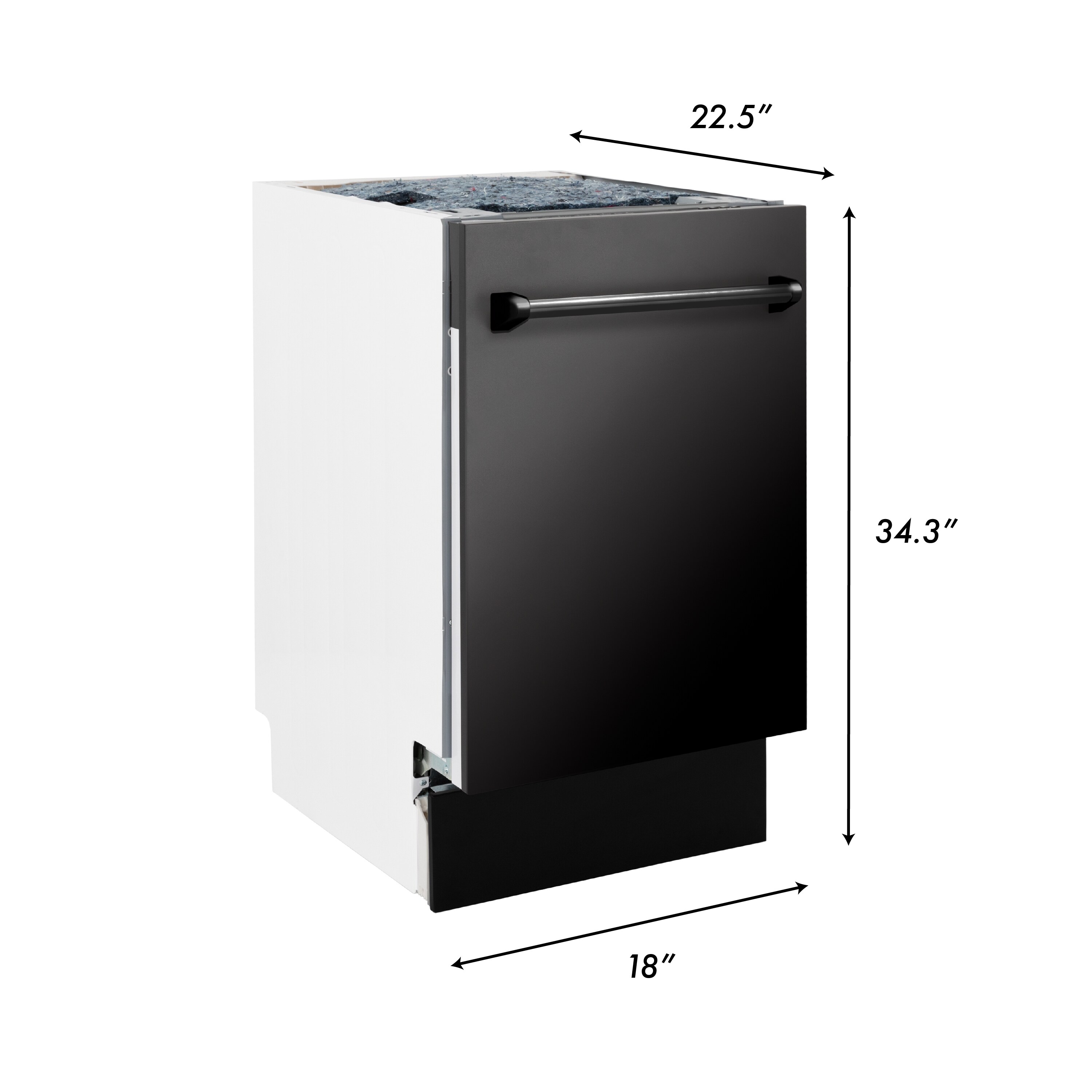 Lavavajillas empotrable de control superior de 18 pulgadas con tercera rejilla (tina de acero inoxidable con panel de acero inoxidable negro) ENERGY STAR, nivel de sonido estándar de 51 decibelios modelo DWV-BS-18 de ZLINE KITCHEN & BATH Tallac.