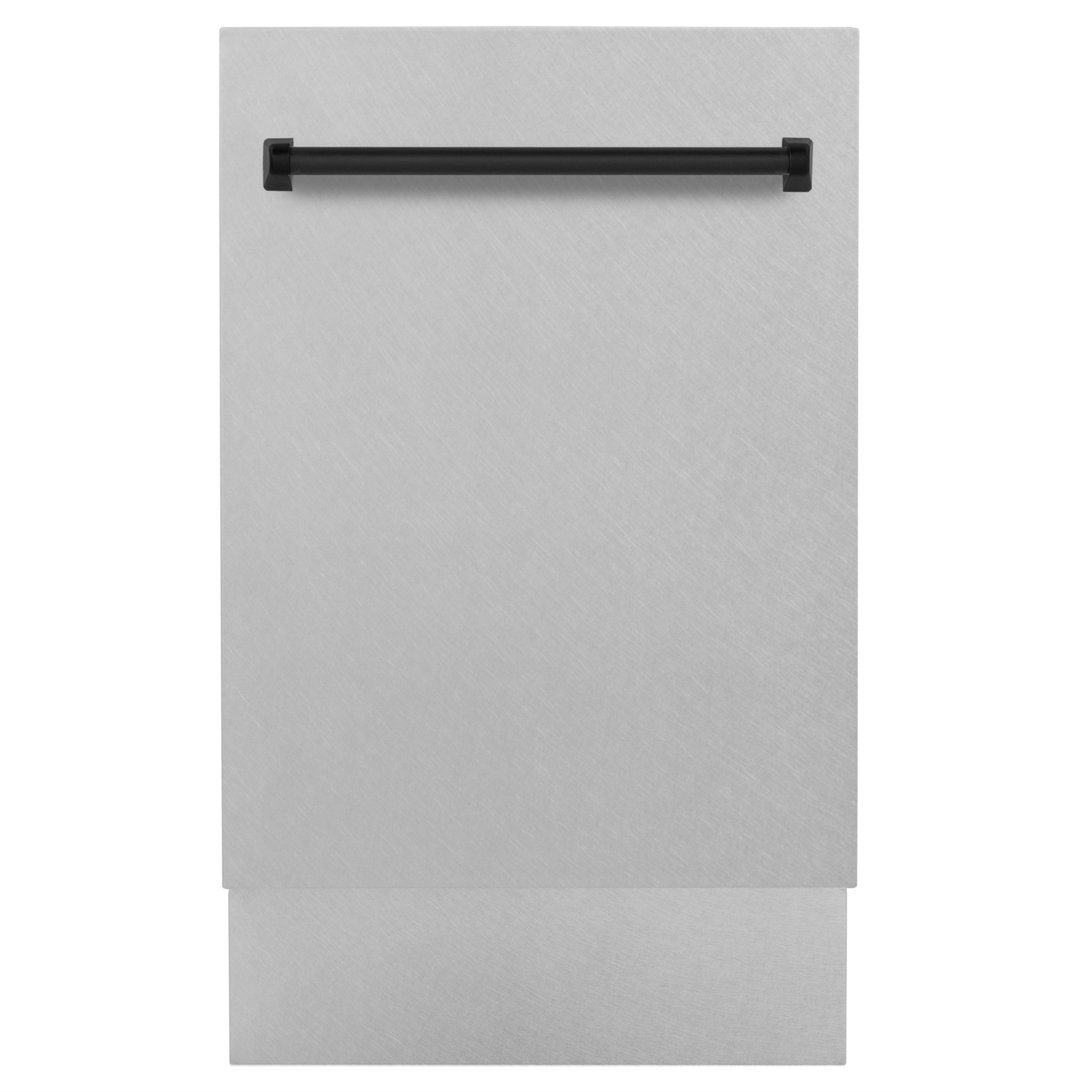 Lavavajillas empotrado con control superior de 18 pulgadas de la Edición Autógrafa de ZLINE KITCHEN & BATH con Tercer Estante (Acero inoxidable resistente a las huellas dactilares con mango negro mate) certificado ENERGY STAR, Nivel de sonido estándar de 51 decibeles DWVZ-SN-18-MB
