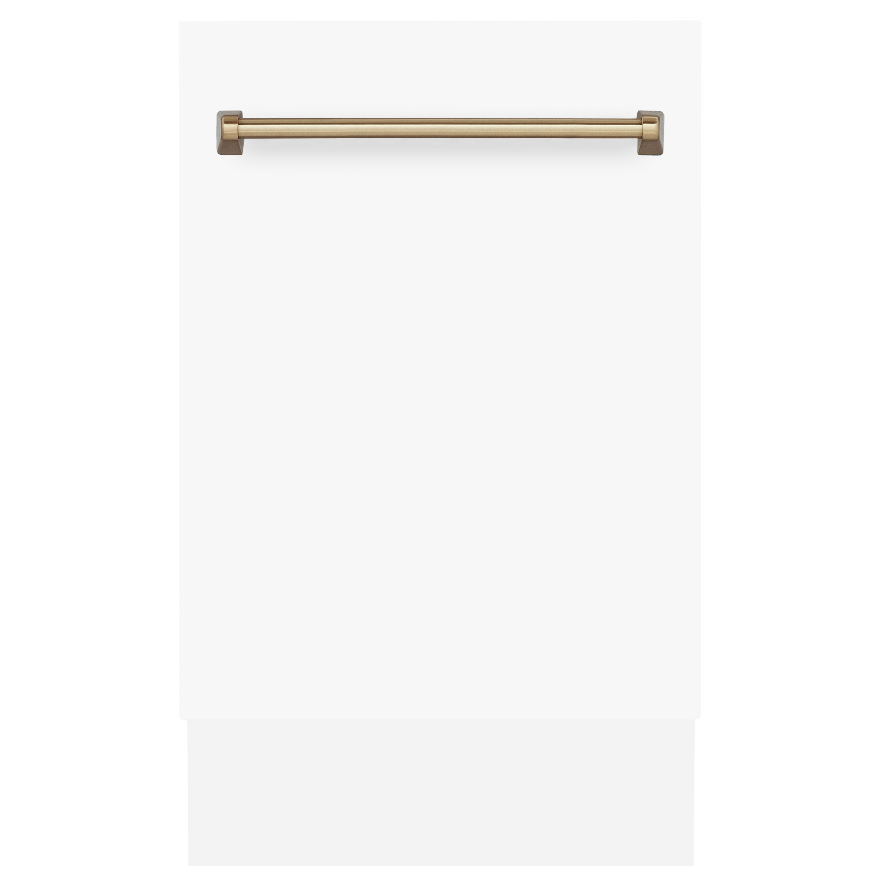 Lavavajillas Empotrado de Control Superior de 18 pulgadas de la Edición Autógrafa de ZLINE KITCHEN & BATH con Tercer Estante (Tina de Acero Inoxidable con Panel Blanco Mate y Mango en Bronce Champagne) con Certificación ENERGY STAR, Nivel de Sonido Estándar de 51 Decibeles DWVZ-WM-18-CB
