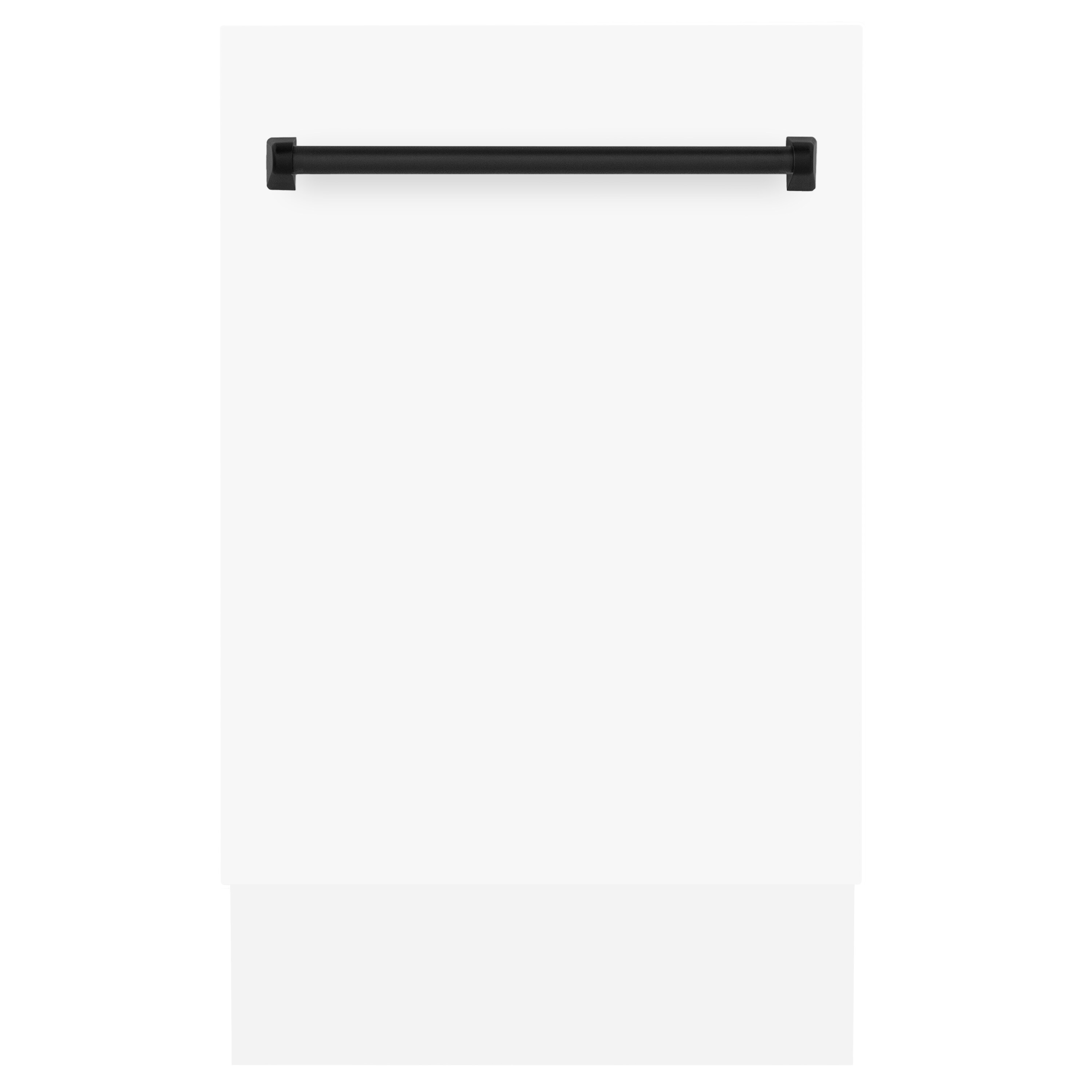 Lavavajillas empotrado de control superior de 18 pulgadas de la Edición Autógrafa de ZLINE KITCHEN & BATH con tercer nivel (Tina de acero inoxidable con panel blanco mate y manija negra mate) ENERGY STAR, Nivel de sonido estándar de 51 decibeles DWVZ-WM-18-MB