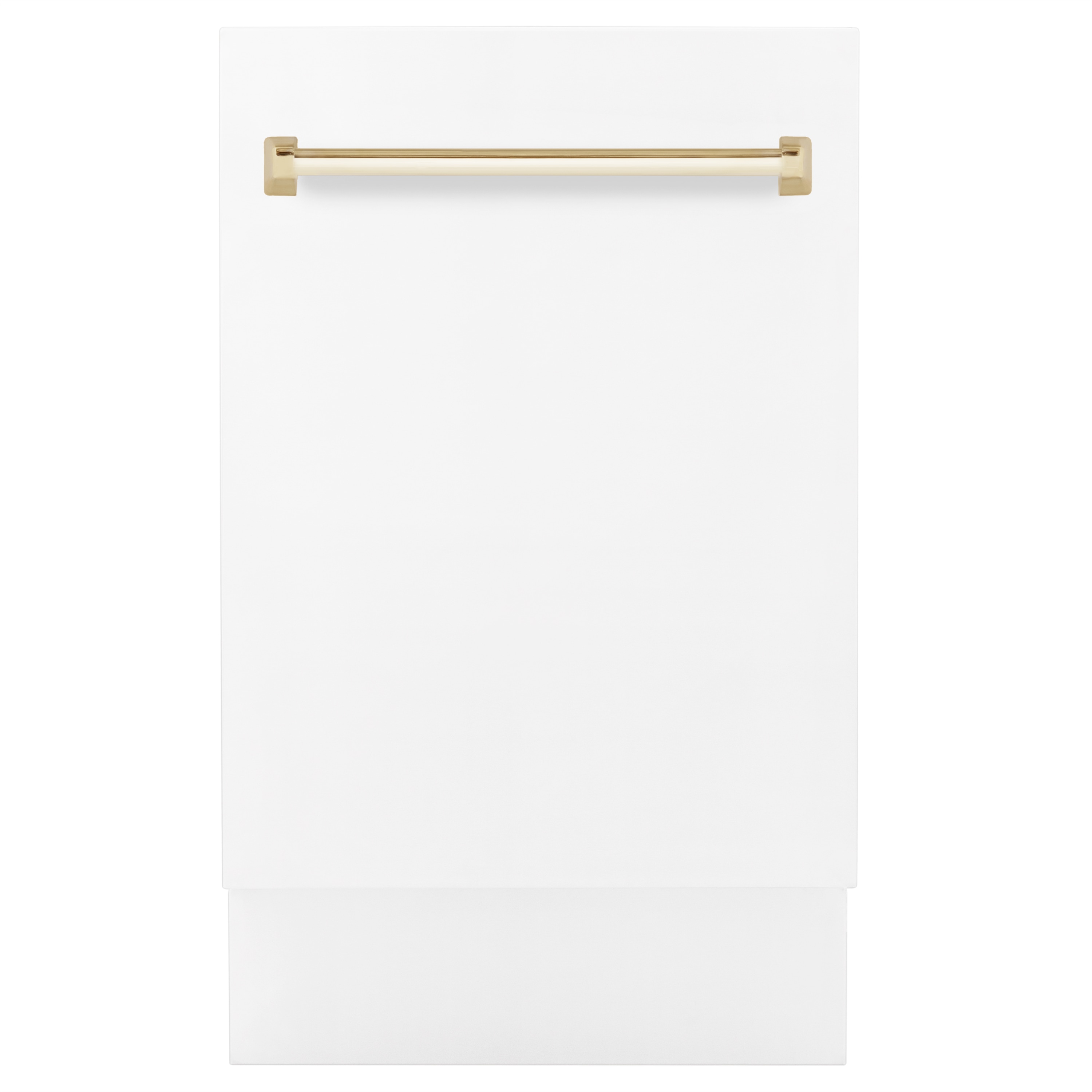 Lavavajillas Empotrado de 18 pulgadas con Tercer Estante de ZLINE KITCHEN & BATH Edición Autograph (Tina de Acero Inoxidable con Panel Blanco Mate y Mango Dorado Pulido) ENERGY STAR, Nivel de Sonido Estándar de 51 Decibeles DWVZ-WM-18-G
