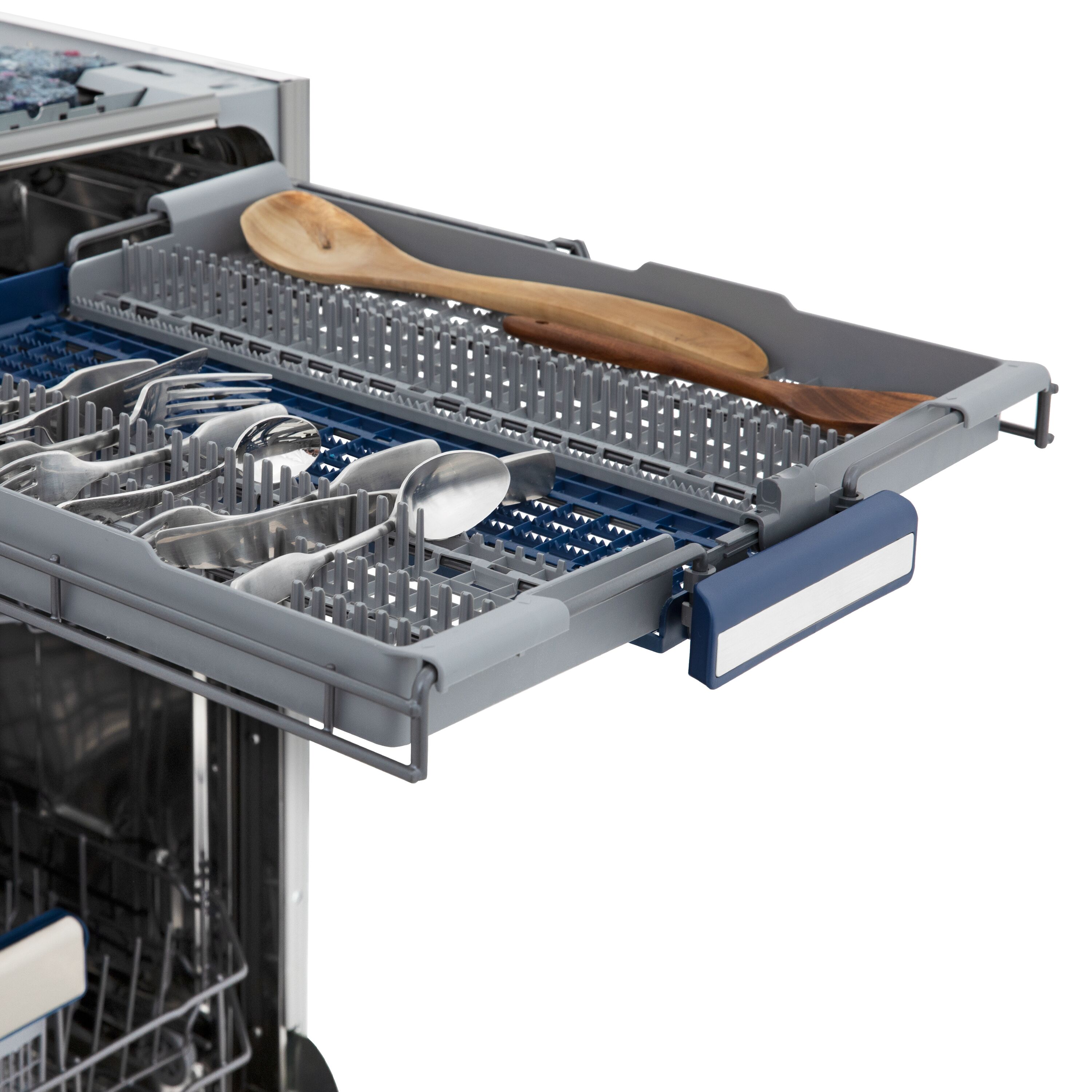 Lavavajillas Empotrado con Control Superior de 18 pulgadas de Edición Autógrafa de ZLINE KITCHEN & BATH con Tercer Riel (Tina de Acero Inoxidable con Panel de Acero Inoxidable Negro y Mango Dorado Pulido) Certificado ENERGY STAR, Nivel de Sonido Estándar de 51 Decibeles DWVZ-BS-18-G.