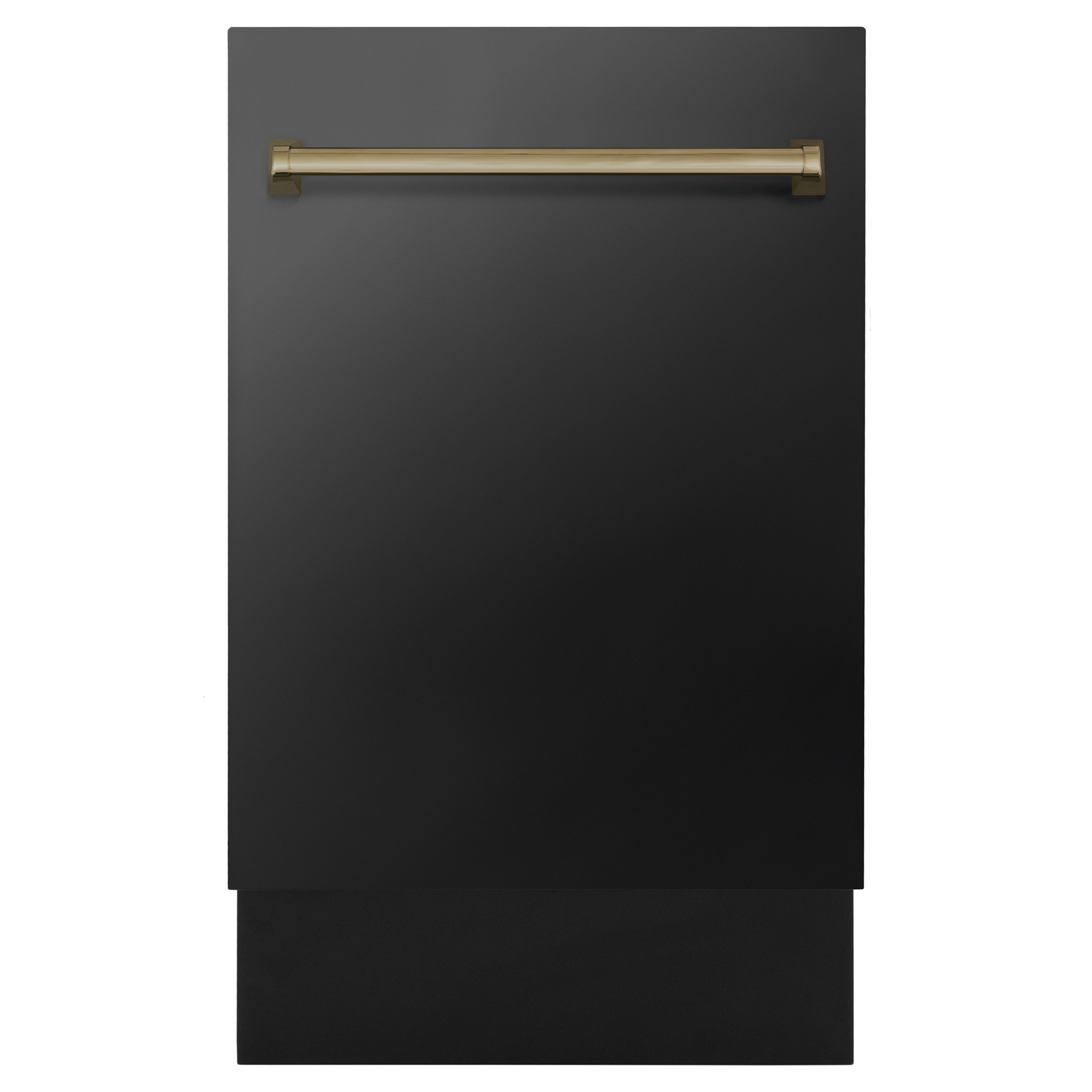 Lavavajillas empotrado de 18 pulgadas de la Edición Autógrafo de ZLINE KITCHEN & BATH con Tercer Rack (Tina de Acero Inoxidable con Panel de Acero Inoxidable Negro y Mango de Bronce Champagne) certificado ENERGY STAR, Nivel de Sonido Estándar de 51 Decibeles DWVZ-BS-18-CB
