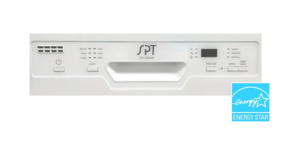Lavavajillas Empotrable de Control Frontal de 18 pulgadas (Blanco) ENERGY STAR, Nivel de Sonido Estándar de 52 Decibeles SD-9254WB