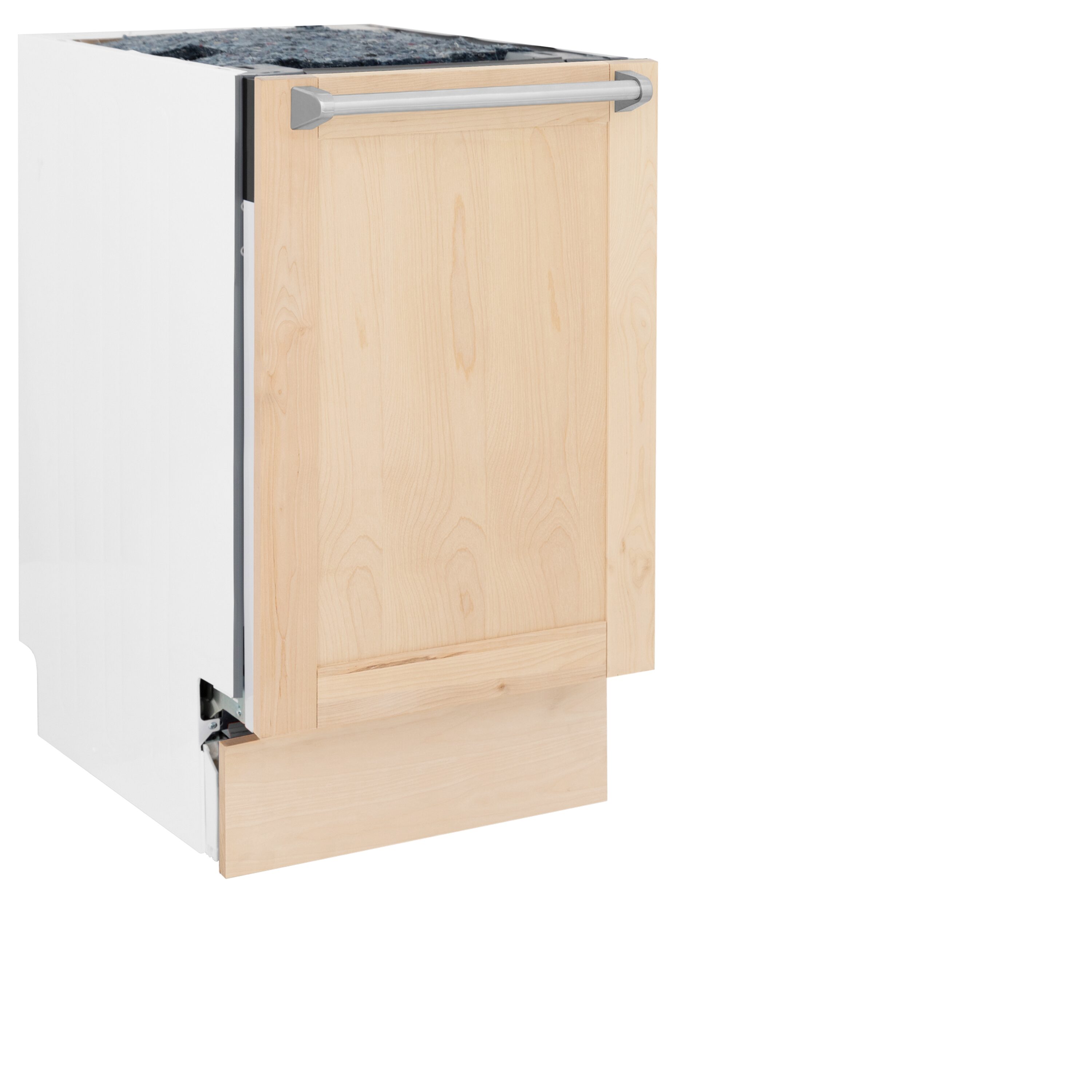 Lavavajillas empotrado de control superior de 18 pulgadas con tercera rejilla (tina de acero inoxidable con panel de madera sin terminar) ENERGY STAR, nivel de sonido estándar de 51 decibelios Modelo DWV-UF-18 de ZLINE KITCHEN & BATH.