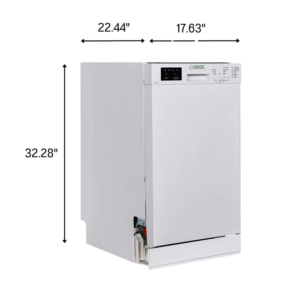 Lavavajillas empotrado de control frontal de 18 pulgadas (blanco) Equator Advanced Appliances, certificado ENERGY STAR, nivel de sonido muy silencioso de 51 decibelios WB 1840.