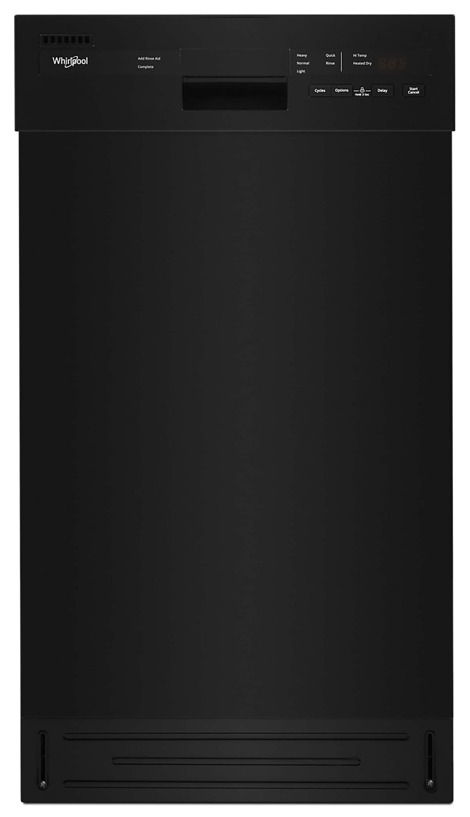 Lavavajillas Empotrado Whirlpool de 18 pulgadas con Control Frontal (Negro) ENERGY STAR, Nivel de Sonido Muy Silencioso de 50 decibeles WDPS5118PB