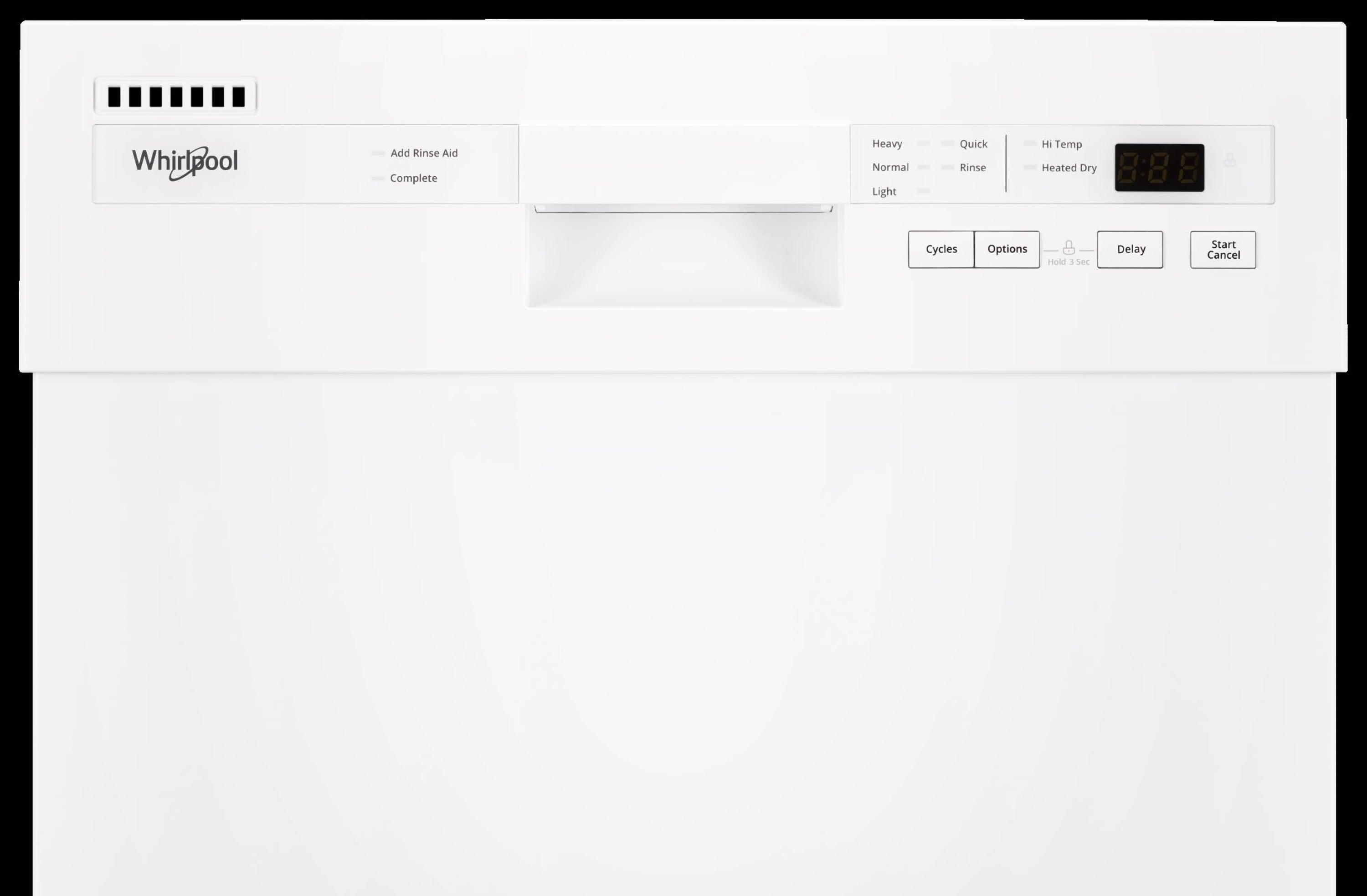 Lavavajillas Empotrado Whirlpool de 18 pulgadas con Control Frontal (Blanco) ENERGY STAR, Nivel de Sonido Muy Silencioso de 50 Decibeles WDPS5118PW