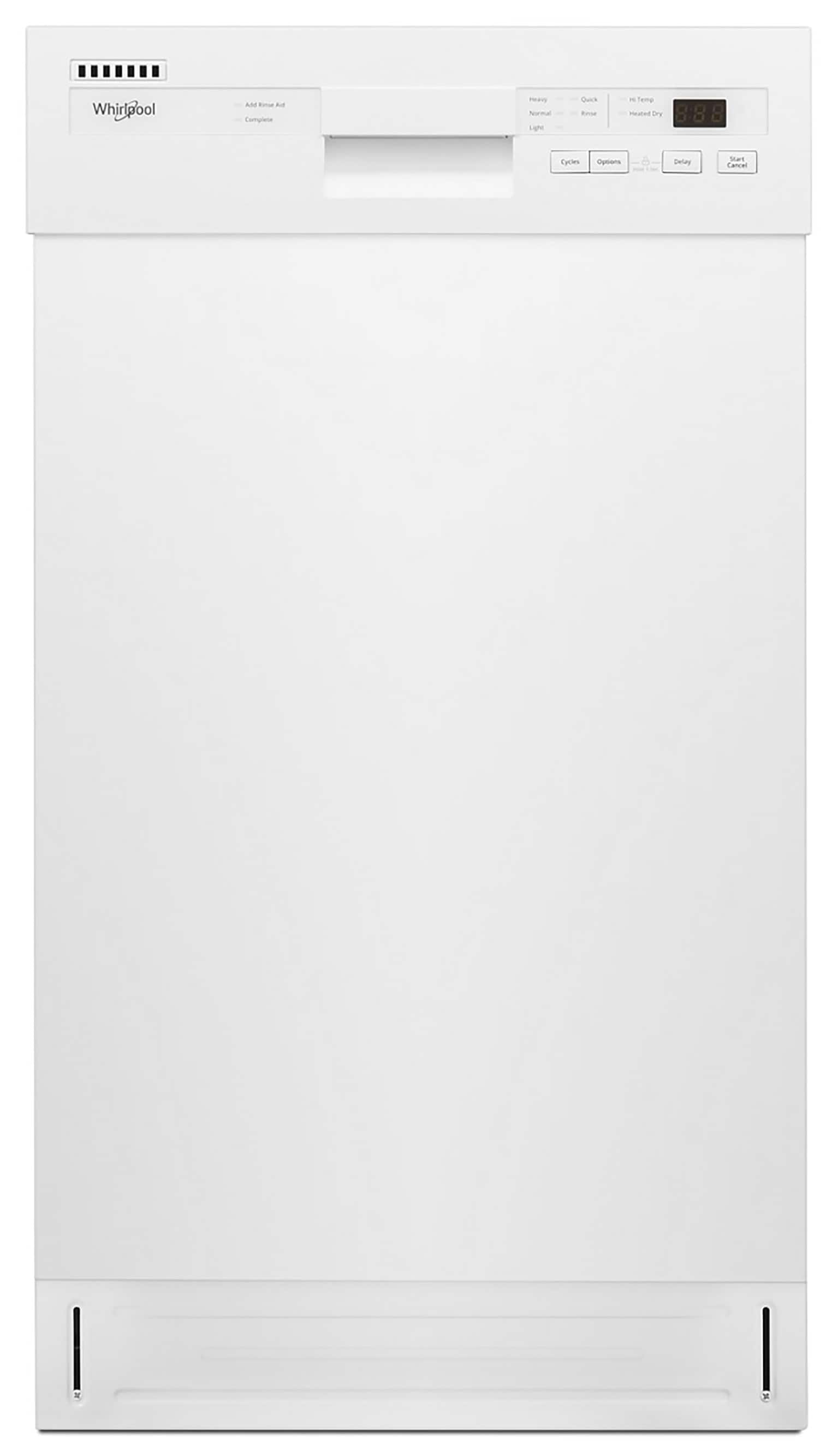 Lavavajillas Empotrado Whirlpool de 18 pulgadas con Control Frontal (Blanco) ENERGY STAR, Nivel de Sonido Muy Silencioso de 50 Decibeles WDPS5118PW