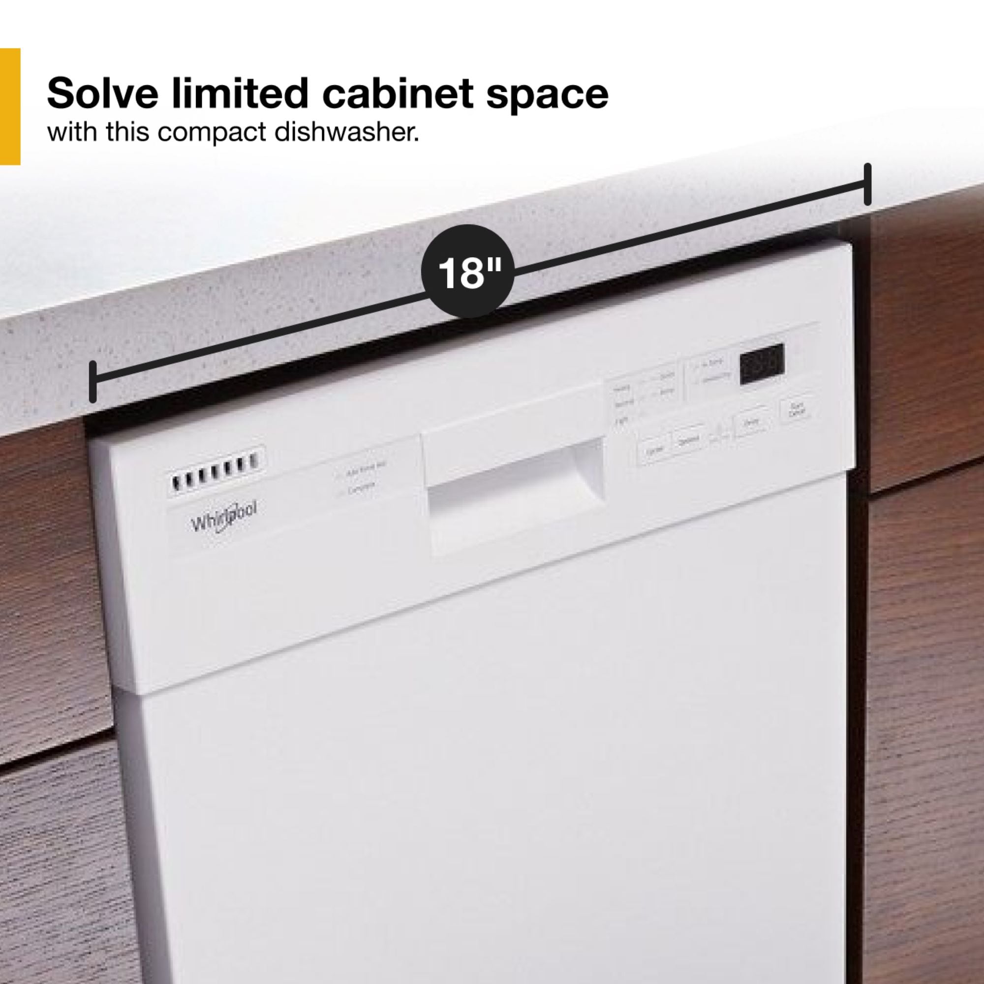 Lavavajillas Empotrado Whirlpool de 18 pulgadas con Control Frontal (Blanco) ENERGY STAR, Nivel de Sonido Muy Silencioso de 50 Decibeles WDPS5118PW