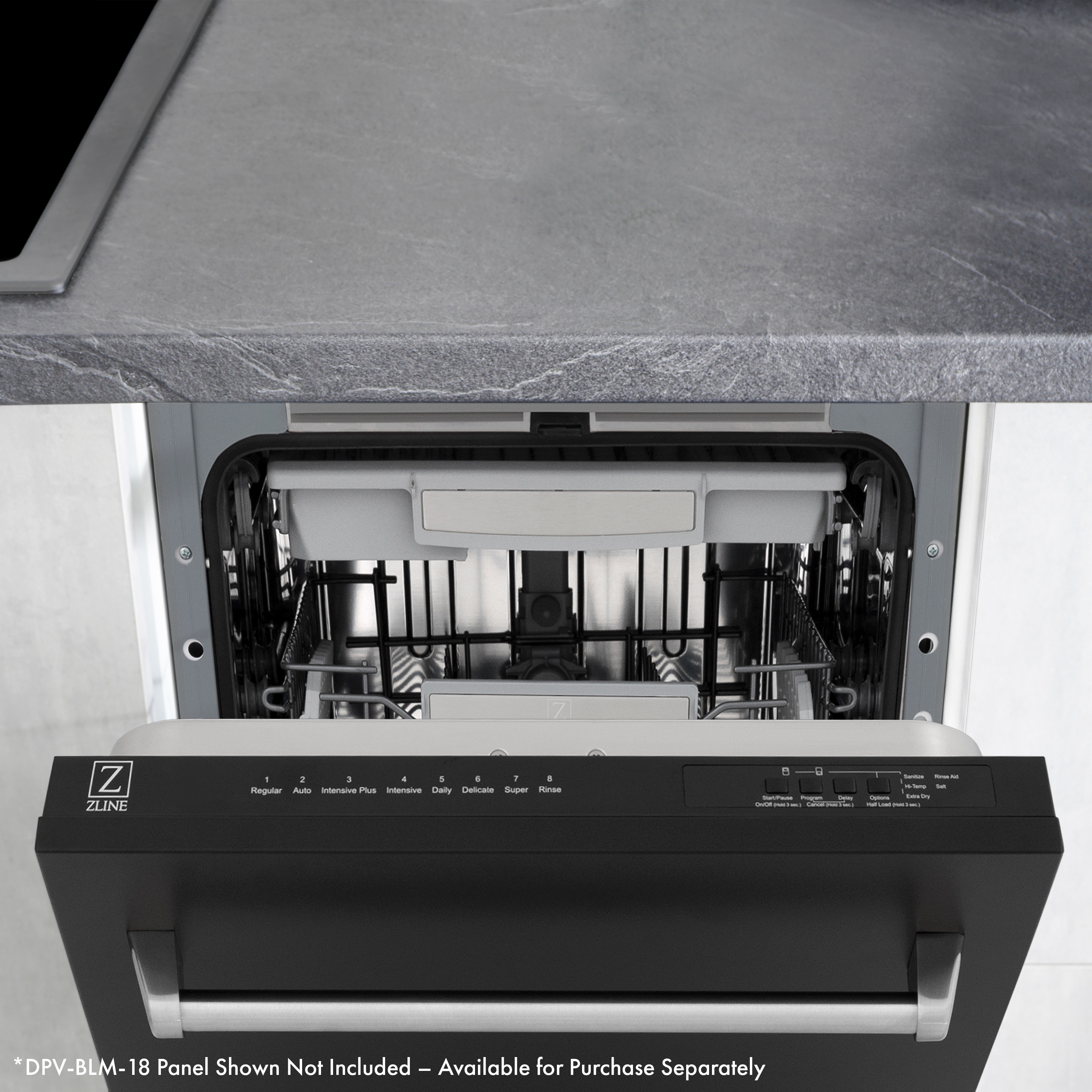 Lavavajillas empotrado de control superior de 18 pulgadas con tercer rack (listo para panel) ENERGY STAR, nivel de sonido estándar de 51 decibeles DWVZ-18-G