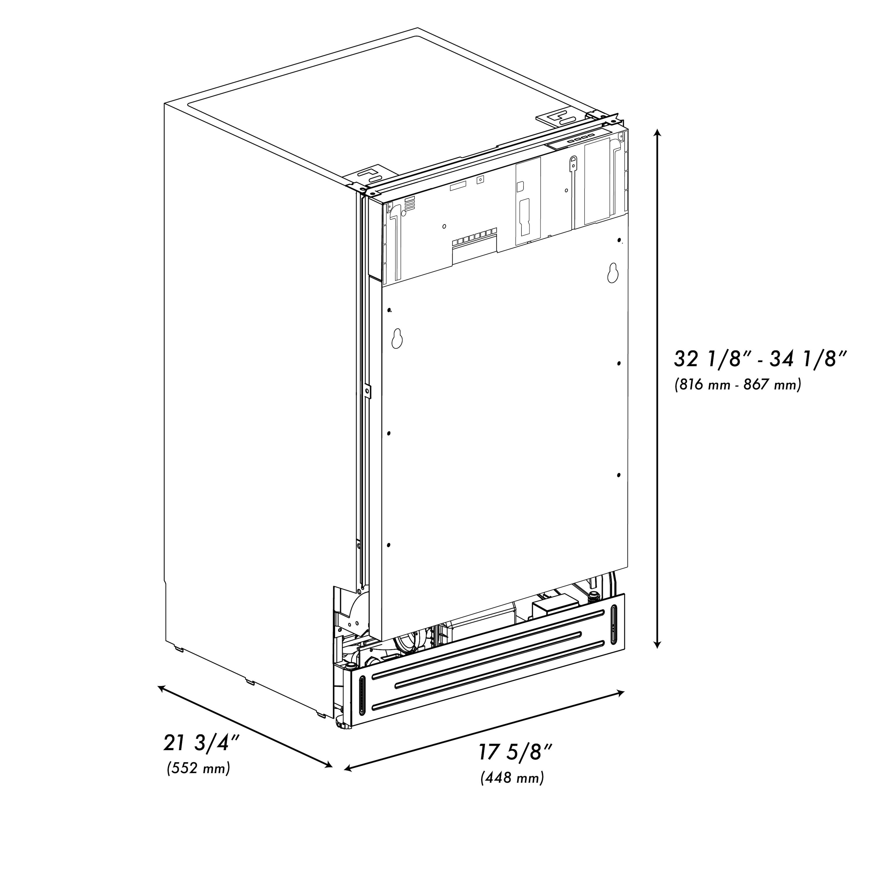Lavavajillas empotrado de control superior de 18 pulgadas con tercer rack (listo para panel) ENERGY STAR, nivel de sonido estándar de 51 decibeles DWVZ-18-G