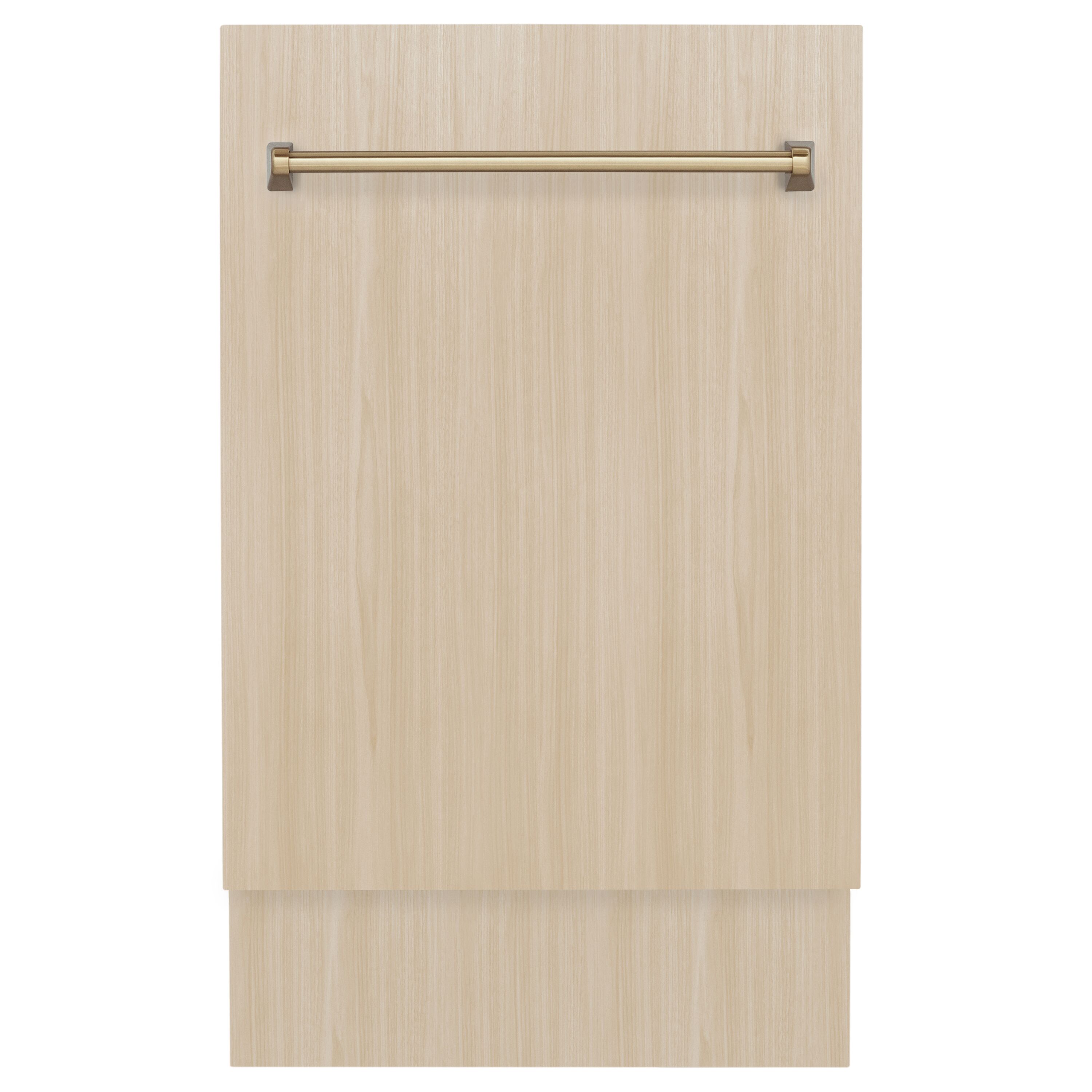 Lavavajillas empotrado de control superior de 18 pulgadas con tercer estante (panel listo, mango de bronce en color champán) ENERGY STAR, nivel de sonido estándar de 51 decibeles DWVZ-18-CB