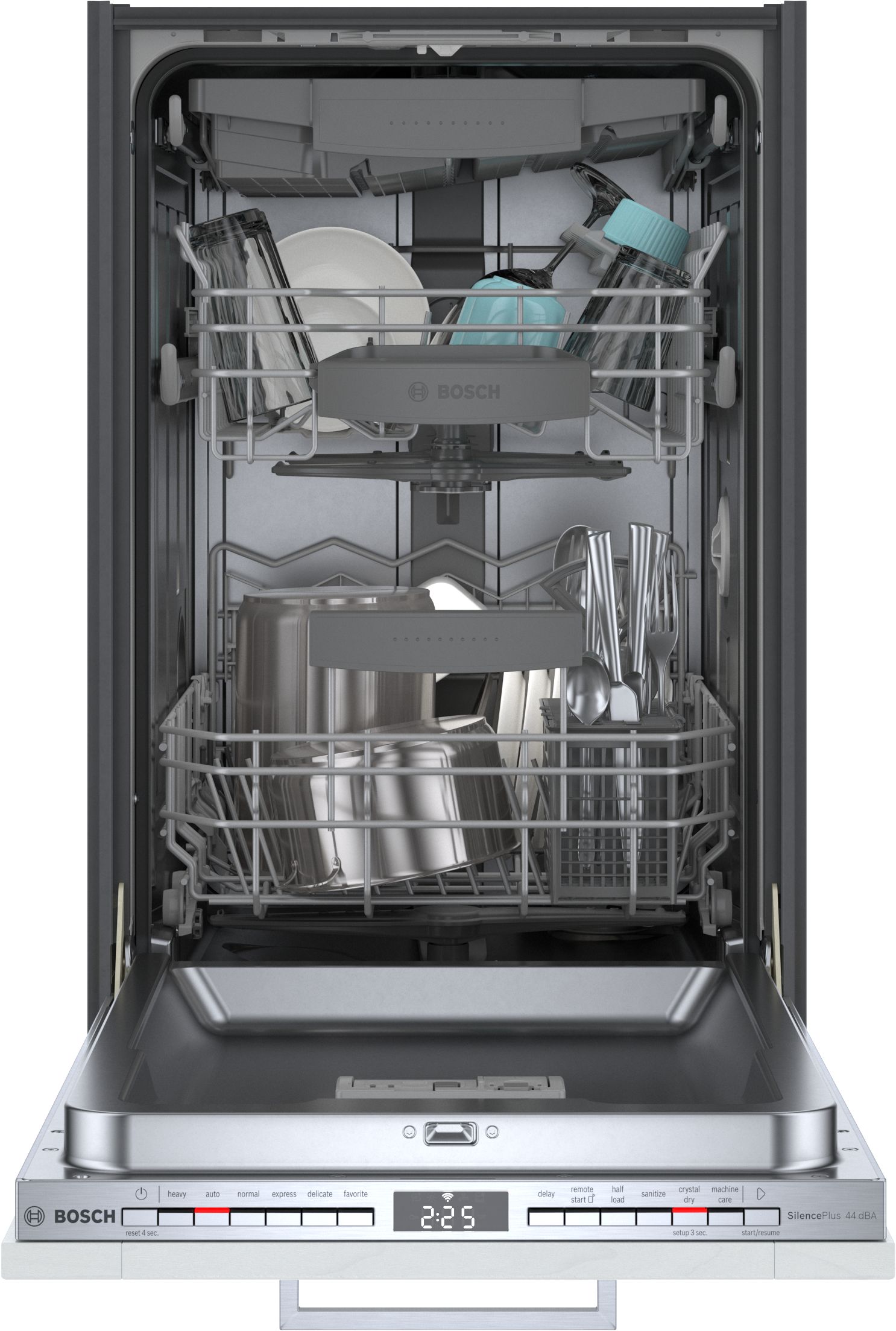 Lavavajillas empotrable Bosch Serie 800 de 18 pulgadas con control superior y tercer estante (personalizado), nivel de sonido muy tranquilo de 44 decibeles SPV68C73UC