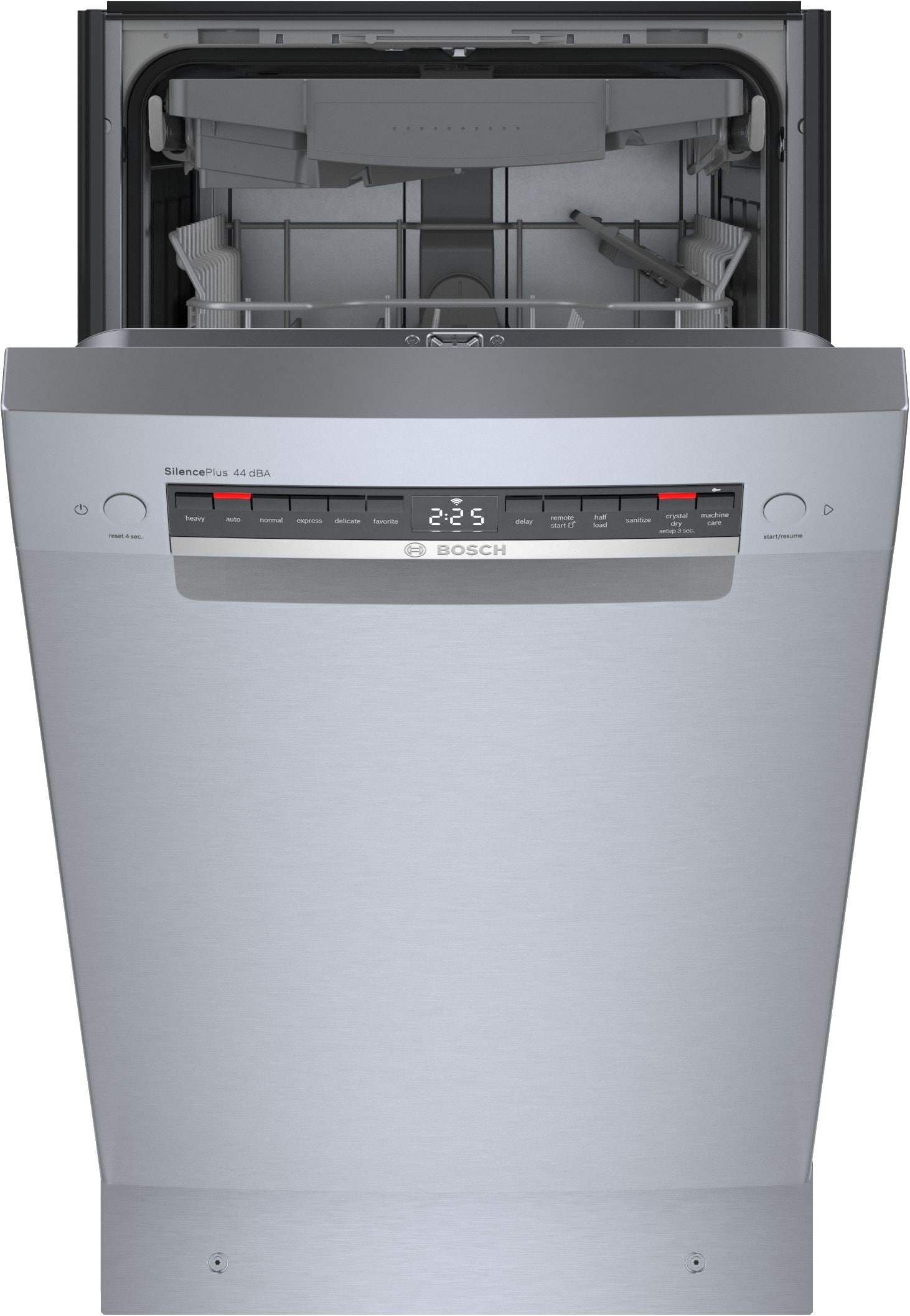 Lavavajillas empotrable con control frontal de la serie 800 de Bosch con tercera bandeja (acero inoxidable), nivel de sonido muy silencioso de 44 decibelios.
