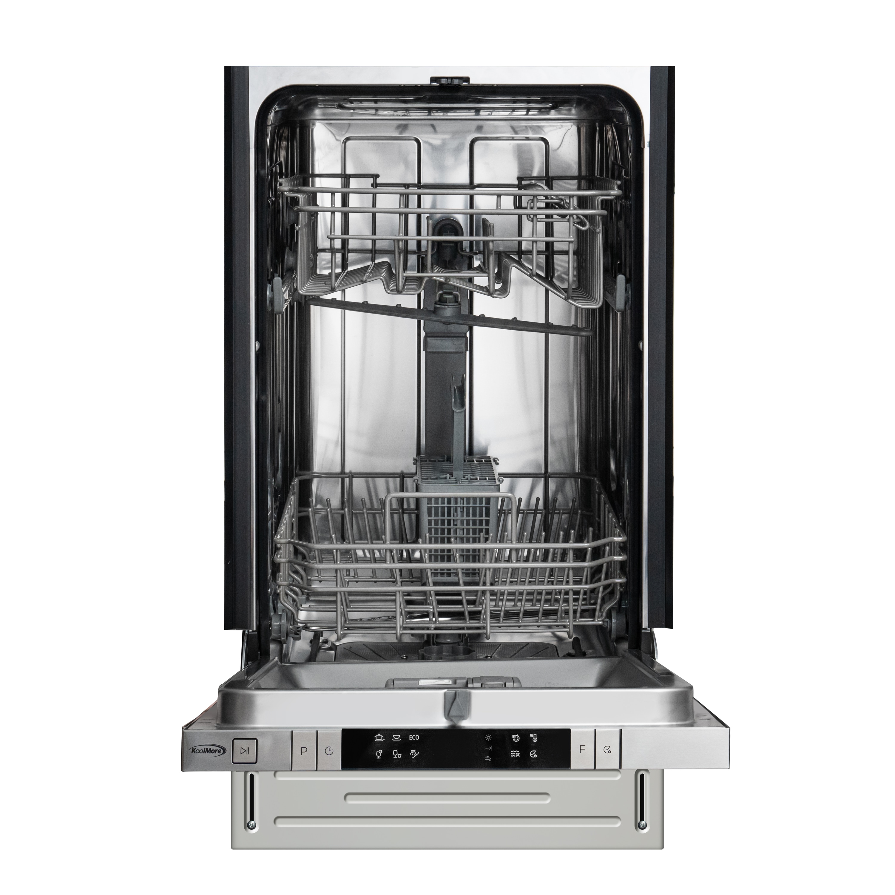 Lavavajillas empotrable de control superior de 18 pulgadas KoolMore (acero inoxidable), Nivel de sonido estándar de 52 decibeles bajo KM-DW1852-PR.