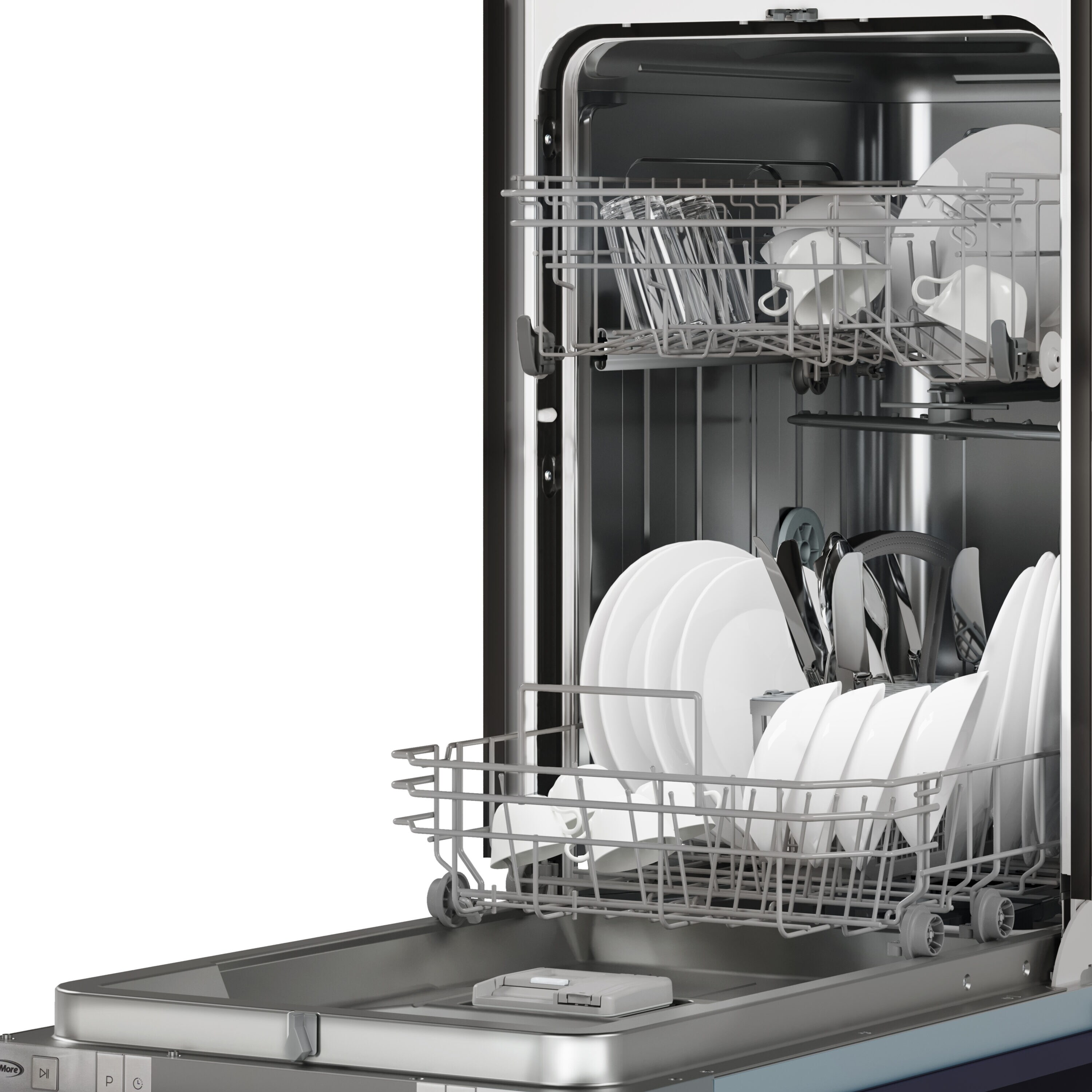 Lavavajillas empotrable de control superior de 18 pulgadas KoolMore (acero inoxidable), Nivel de sonido estándar de 52 decibeles bajo KM-DW1852-PR.