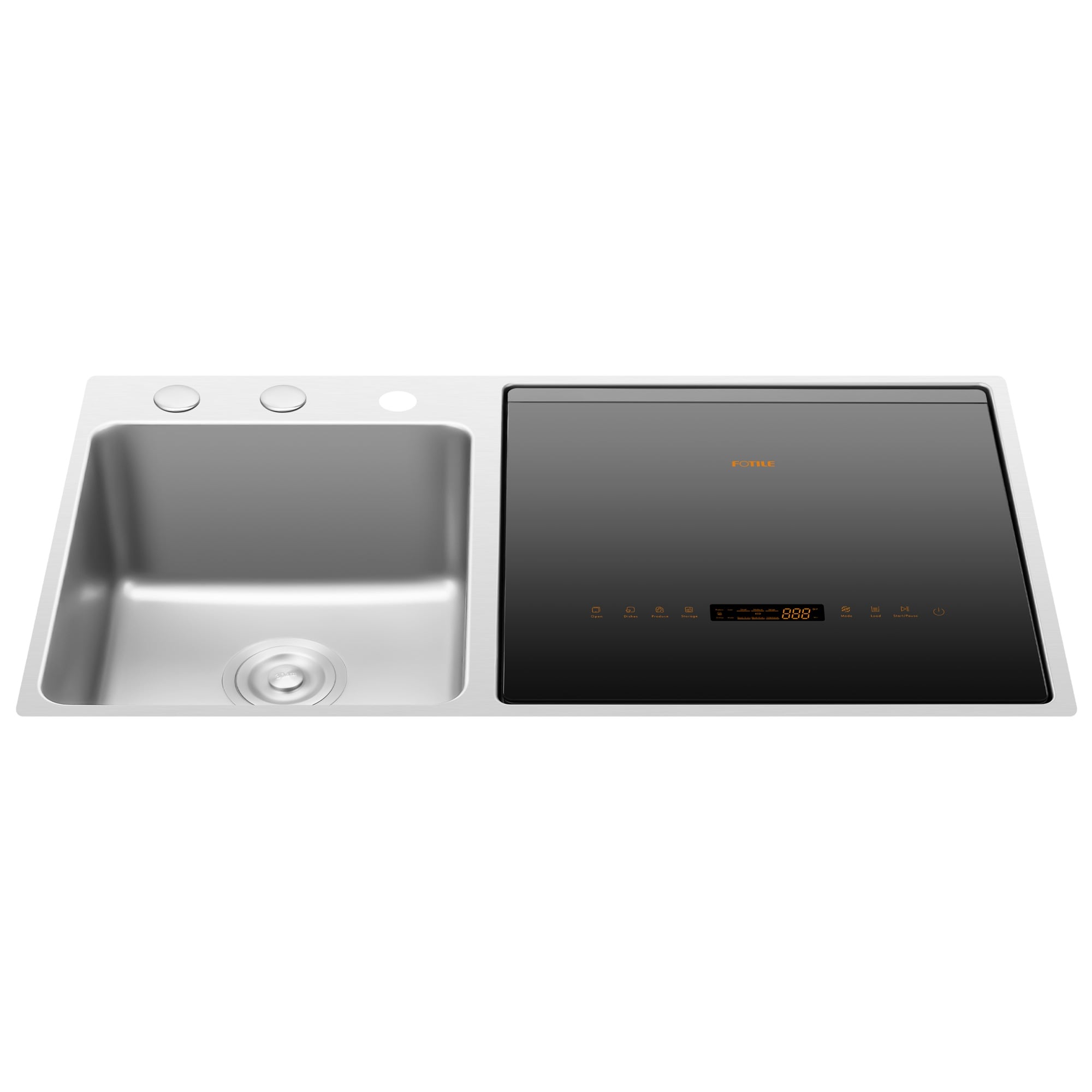 Lavaplatos Empotrado de 18 pulgadas con Control Frontal 3 en 1 dentro del Fregadero (Negro de Vidrio Templado y Acero Inoxidable del Lado Derecho) ENERGY STAR, Nivel de Sonido Estándar de 53.5 Decibeles SD2F-P5