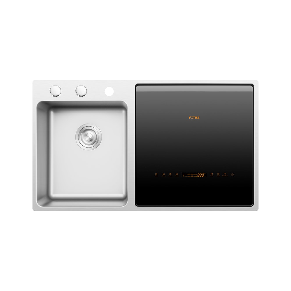 Lavaplatos Empotrado de 18 pulgadas con Control Frontal 3 en 1 dentro del Fregadero (Negro de Vidrio Templado y Acero Inoxidable del Lado Derecho) ENERGY STAR, Nivel de Sonido Estándar de 53.5 Decibeles SD2F-P5