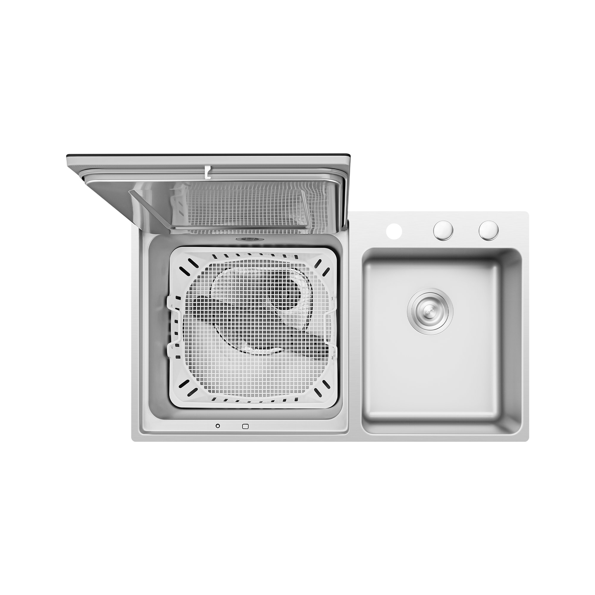Lavavajillas 3 en 1 para el fregadero 18 pulgadas, control frontal incorporado (vidrio templado negro y acero inoxidable en el lado izquierdo) ENERGY STAR, Nivel de Sonido Estándar de 53.5 Decibeles SD2F-P5L