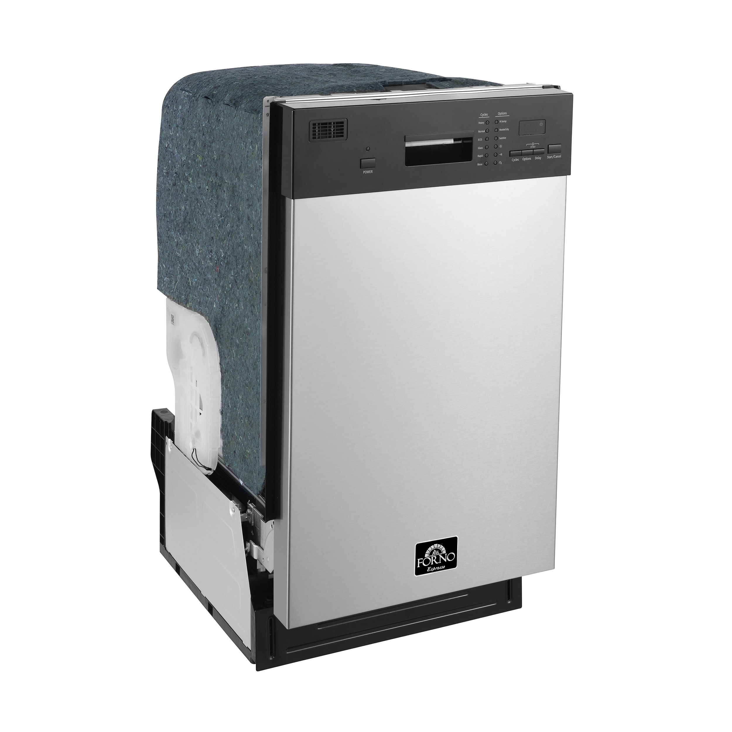 Lavavajillas Integrado de 18 pulgadas con Control Frontal FORNO (Acero Inoxidable) ENERGY STAR, Nivel de Sonido Estándar de 52 decibeles FDWBI8041-18S.