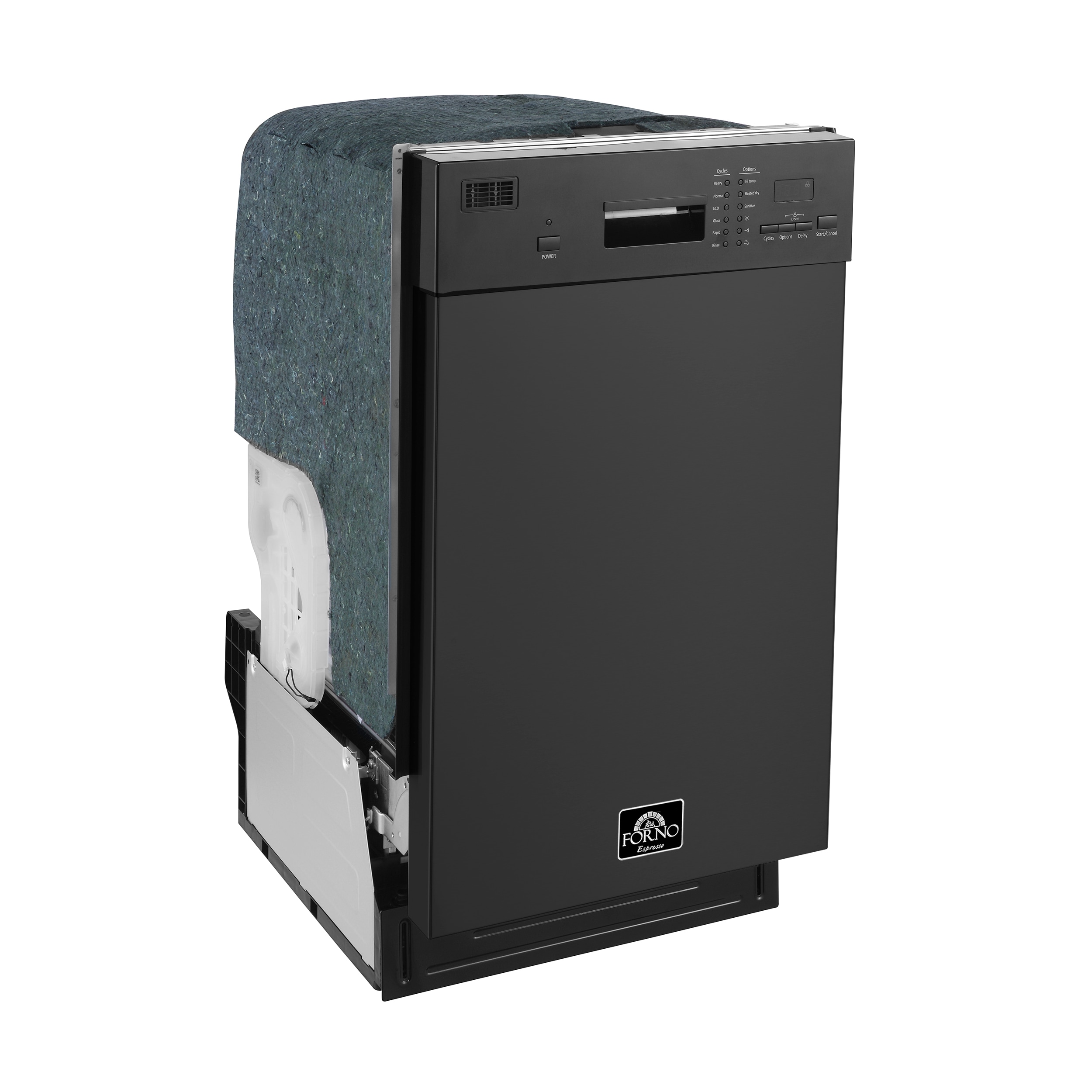 Lavavajillas empotrado FORNO Polo de 18 pulgadas con controles frontales (Negro) certificado ENERGY STAR, nivel de sonido estándar de 52 decibelios FDWBI8041-18BLK