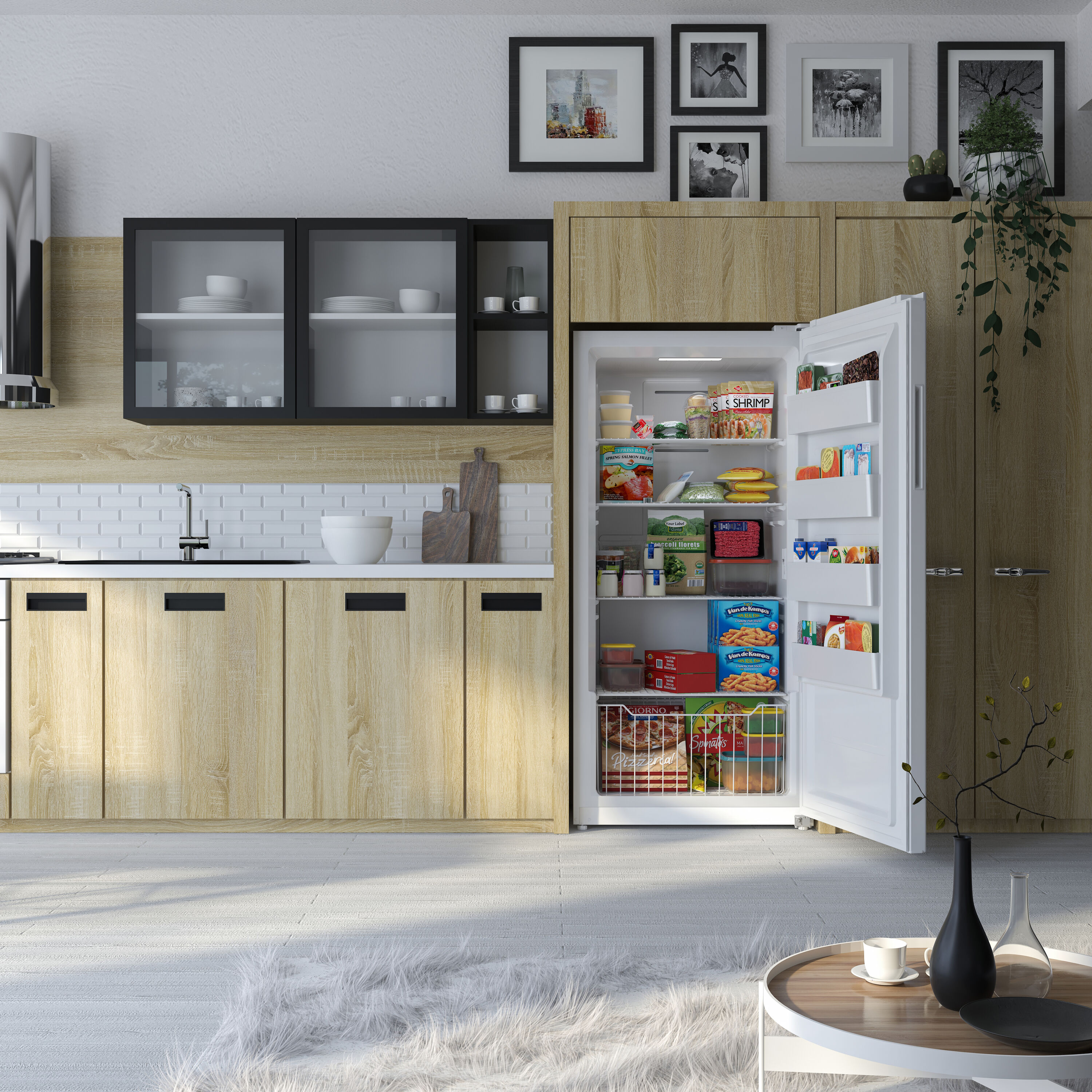Congelador/Refrigerador Vertical Convertible KoolMore de 17 pies cúbicos listo para garaje con tecnología libre de escarcha (blanco) UF-227