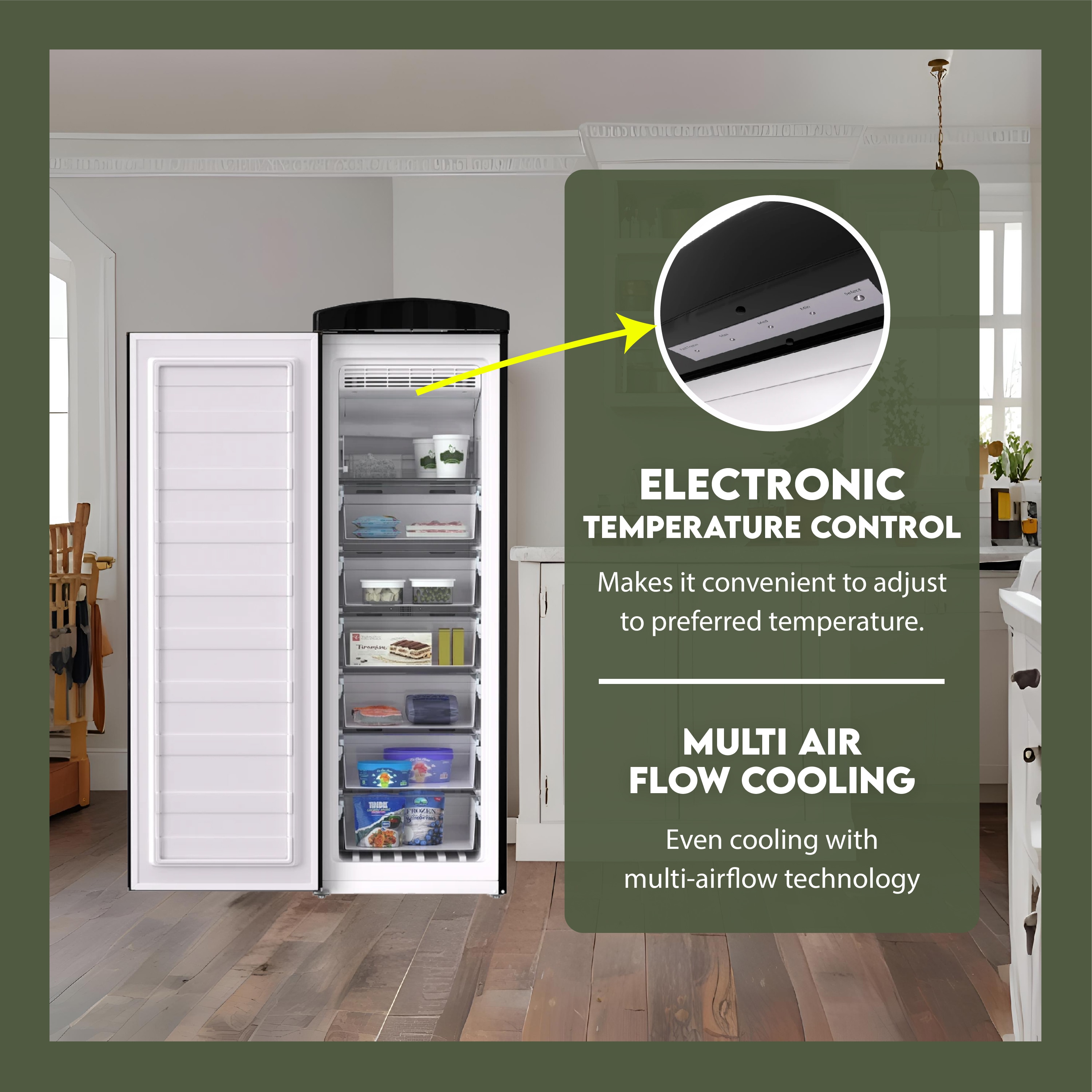Congelador/Refrigerador vertical convertible ConServ de 8.3 pies cúbicos sin escarcha (negro) FF 830 B