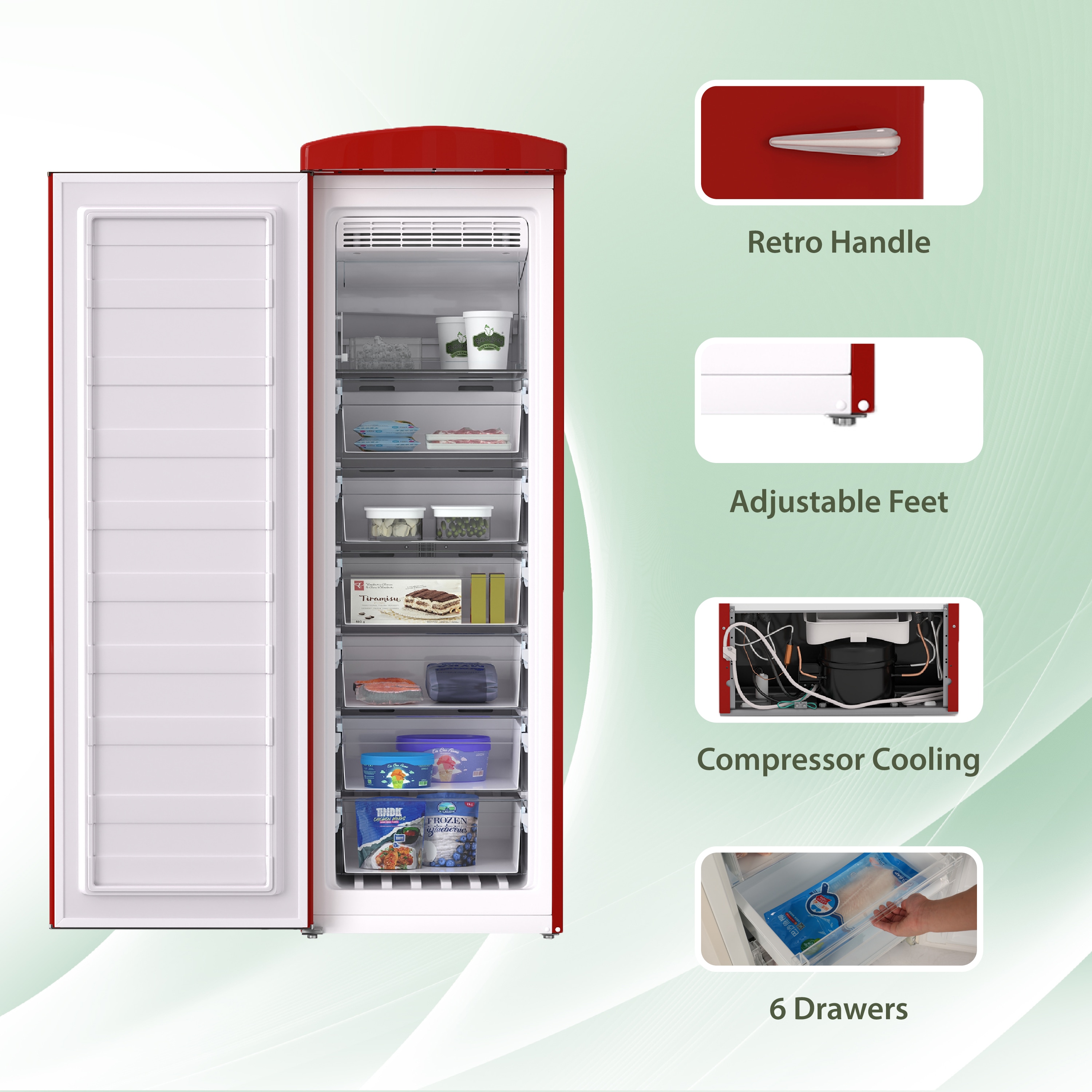 Congelador/Refrigerador Vertical Convertible ConServ 8.3 pies cúbicos sin escarcha (Rojo) FF 830 R