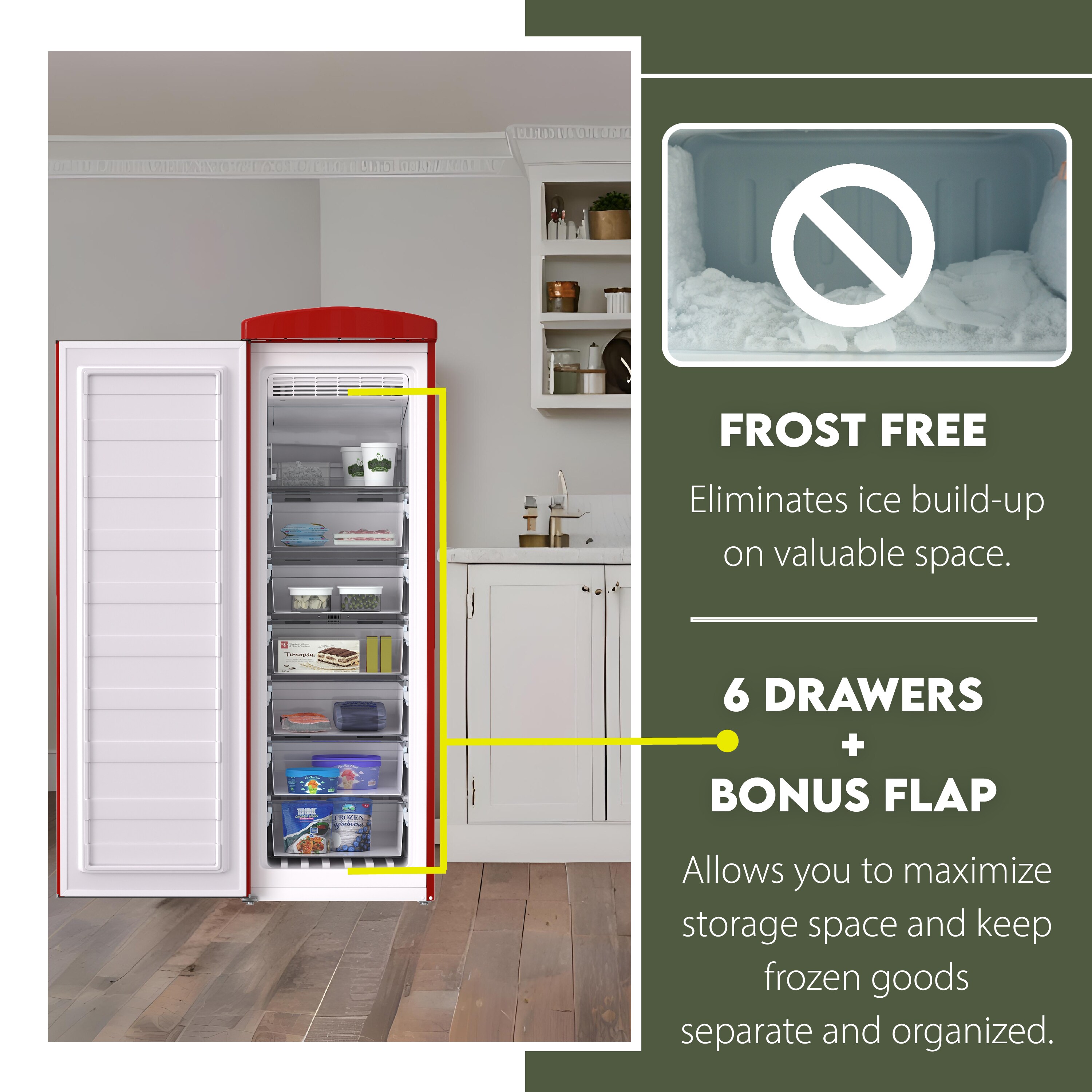 Congelador/Refrigerador Vertical Convertible ConServ 8.3 pies cúbicos sin escarcha (Rojo) FF 830 R