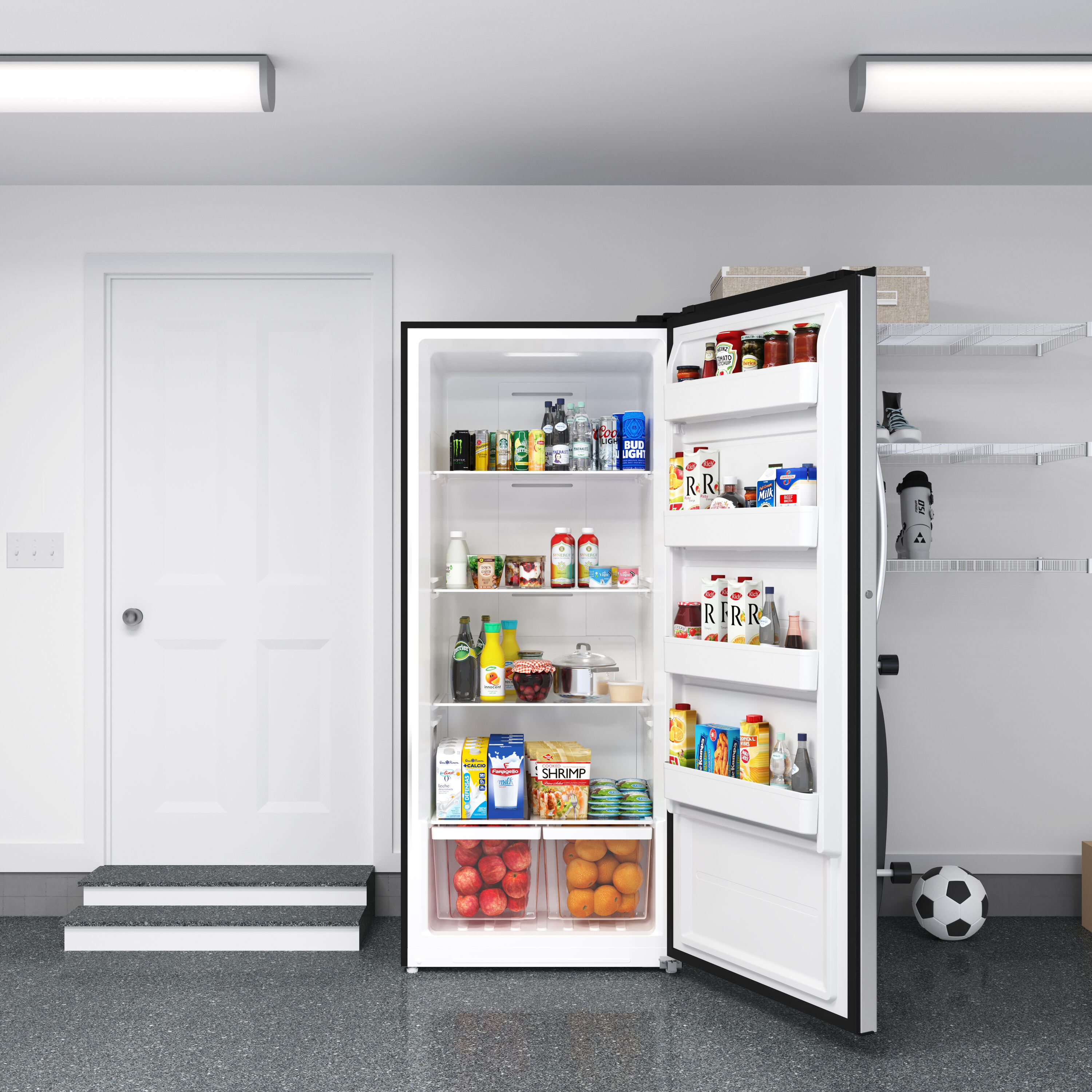 Congelador/Refrigerador Vertical Convertible KoolMore de 21 pies cúbicos, sin escarcha, en color plateado, Certificado ENERGY STAR KM-RUF-21S.
