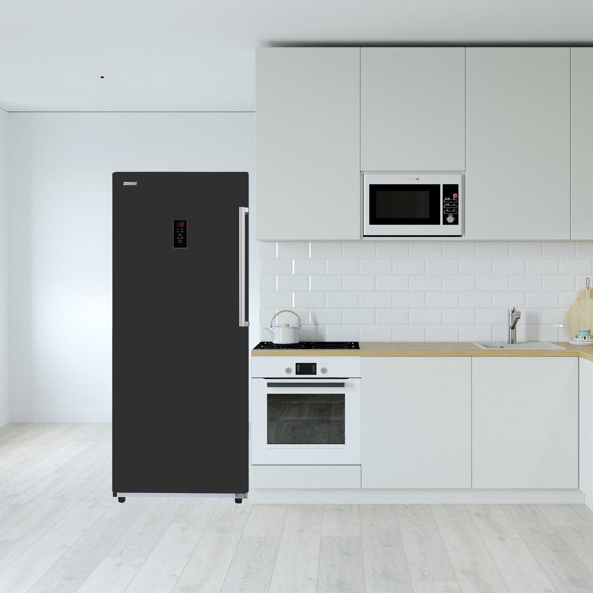 Congelador/Refrigerador Vertical Convertible ConServ de 14 pies cúbicos, listo para el garaje, sin escarcha (negro) Certificado ENERGY STAR FR1400 BREV