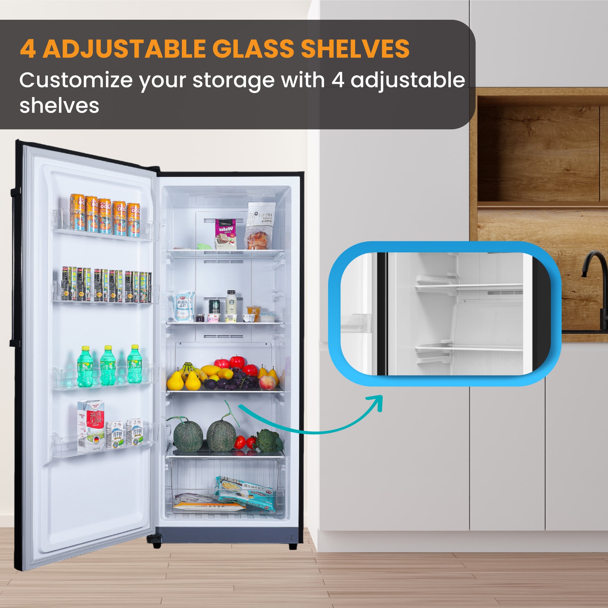 Congelador/Refrigerador Vertical Convertible ConServ de 14 pies cúbicos, listo para el garaje, sin escarcha (negro) Certificado ENERGY STAR FR1400 BREV