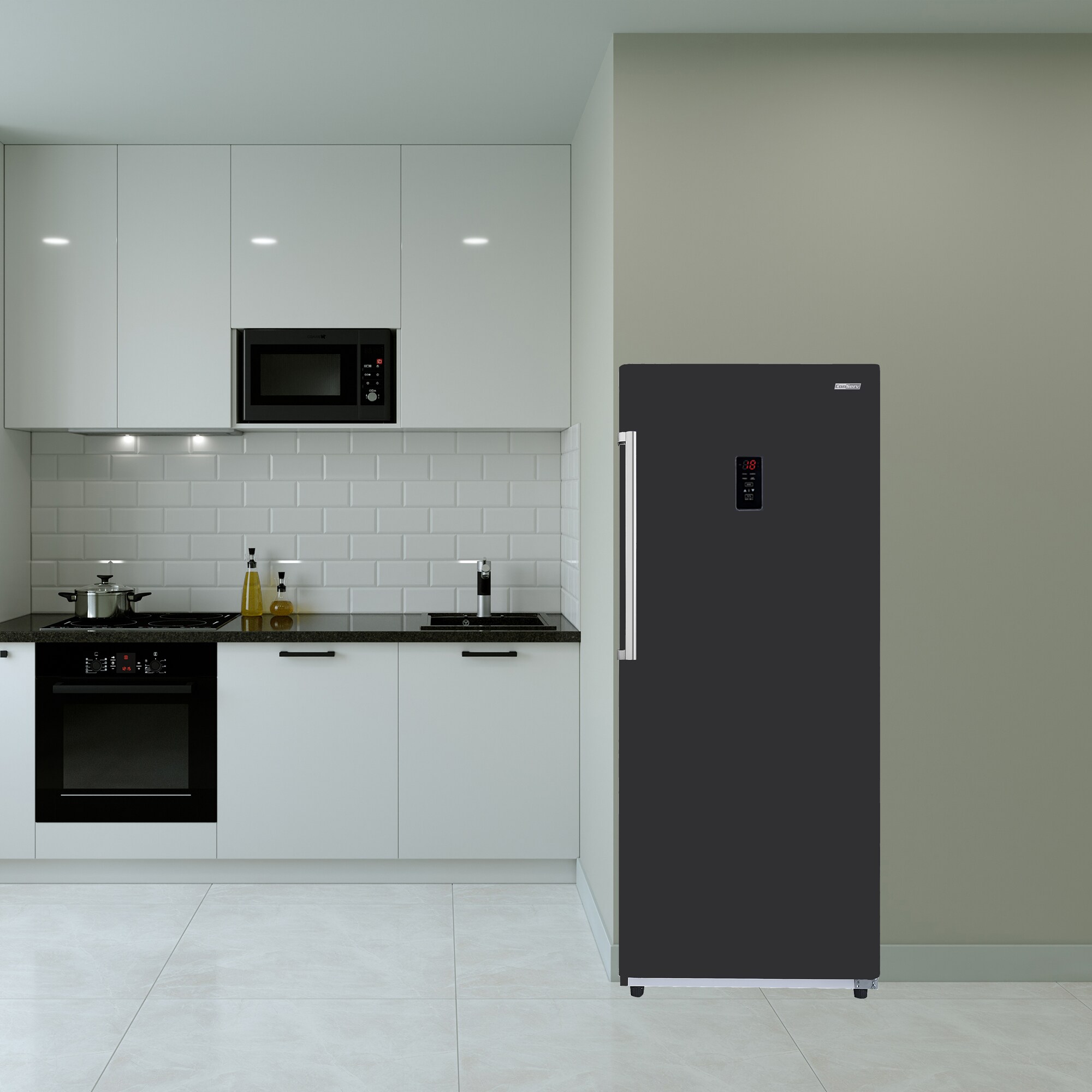 Congelador/Refrigerador Vertical Convertible ConServ de 14 pies cúbicos, listo para el garaje, sin escarcha (negro) Certificado ENERGY STAR FR1400 BREV