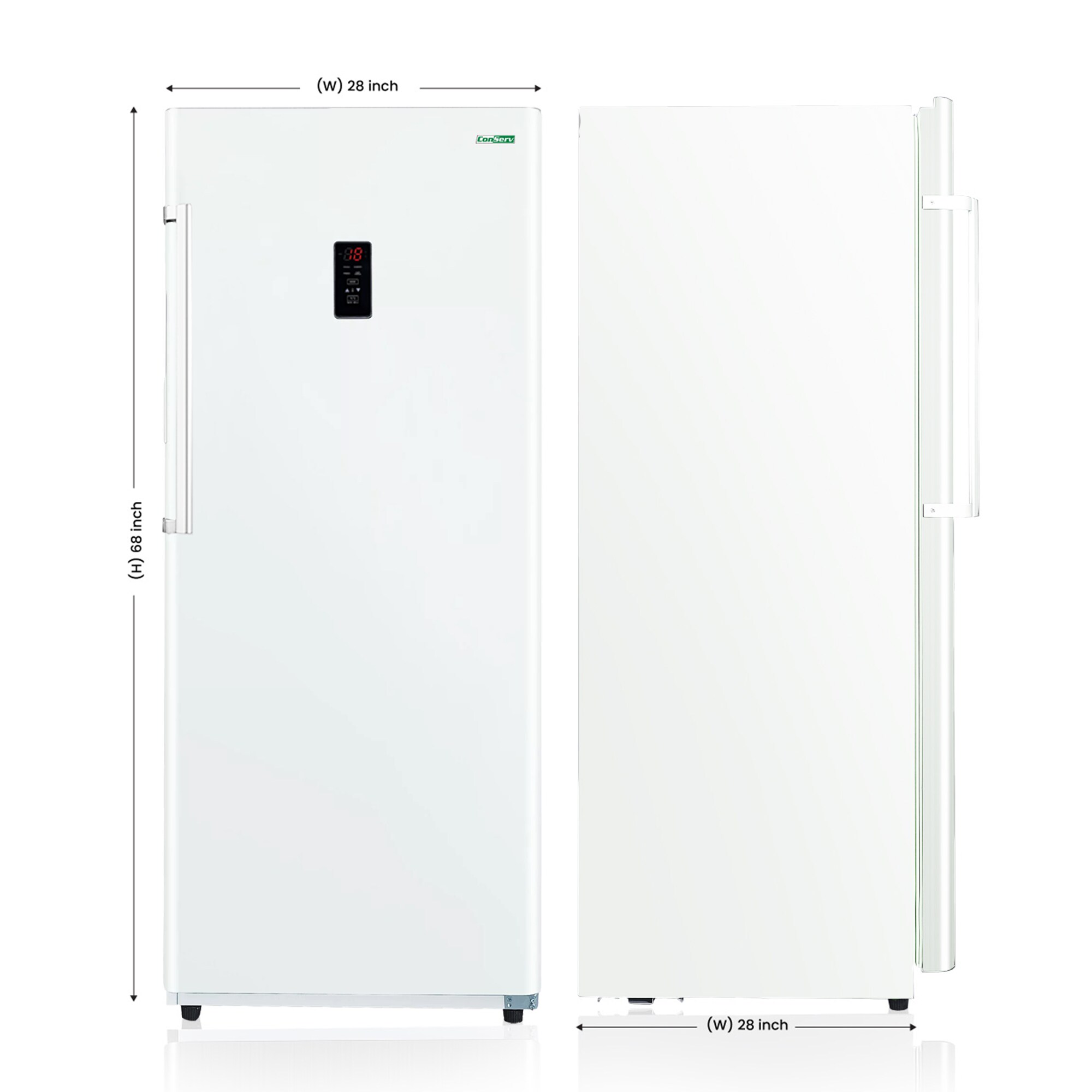 Congelador vertical convertible ConServ de 14 pies cúbicos, listo para garaje, sin escarcha y certificado ENERGY STAR en color blanco.