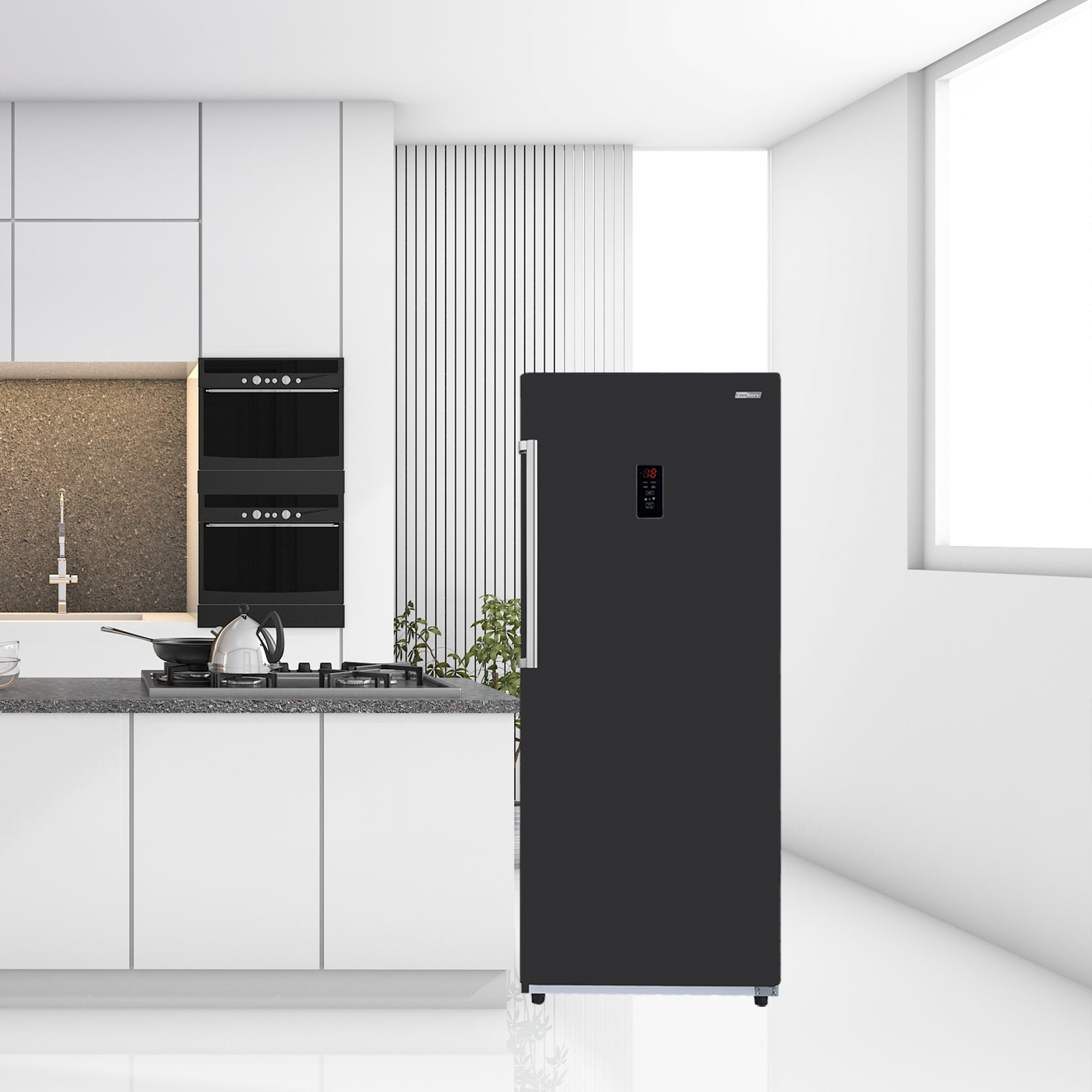 Congelador/Refrigerador Vertical Convertible ConServ de 17 pies cúbicos, listo para el garaje, sin escarcha (Negro) Certificado ENERGY STAR FR1700 BREV