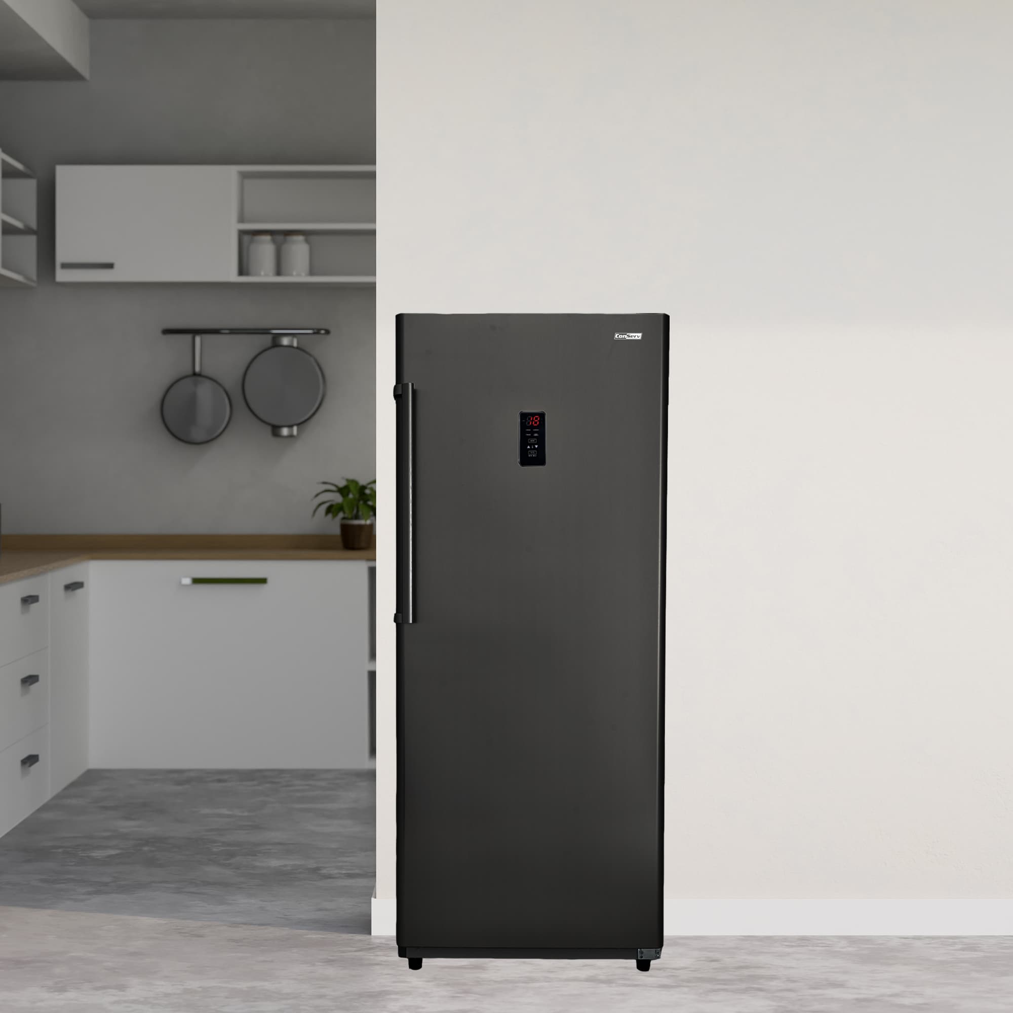 Congelador/Refrigerador Vertical Convertible ConServ de 17 pies cúbicos, listo para el garaje, sin escarcha (Negro) Certificado ENERGY STAR FR1700 BREV