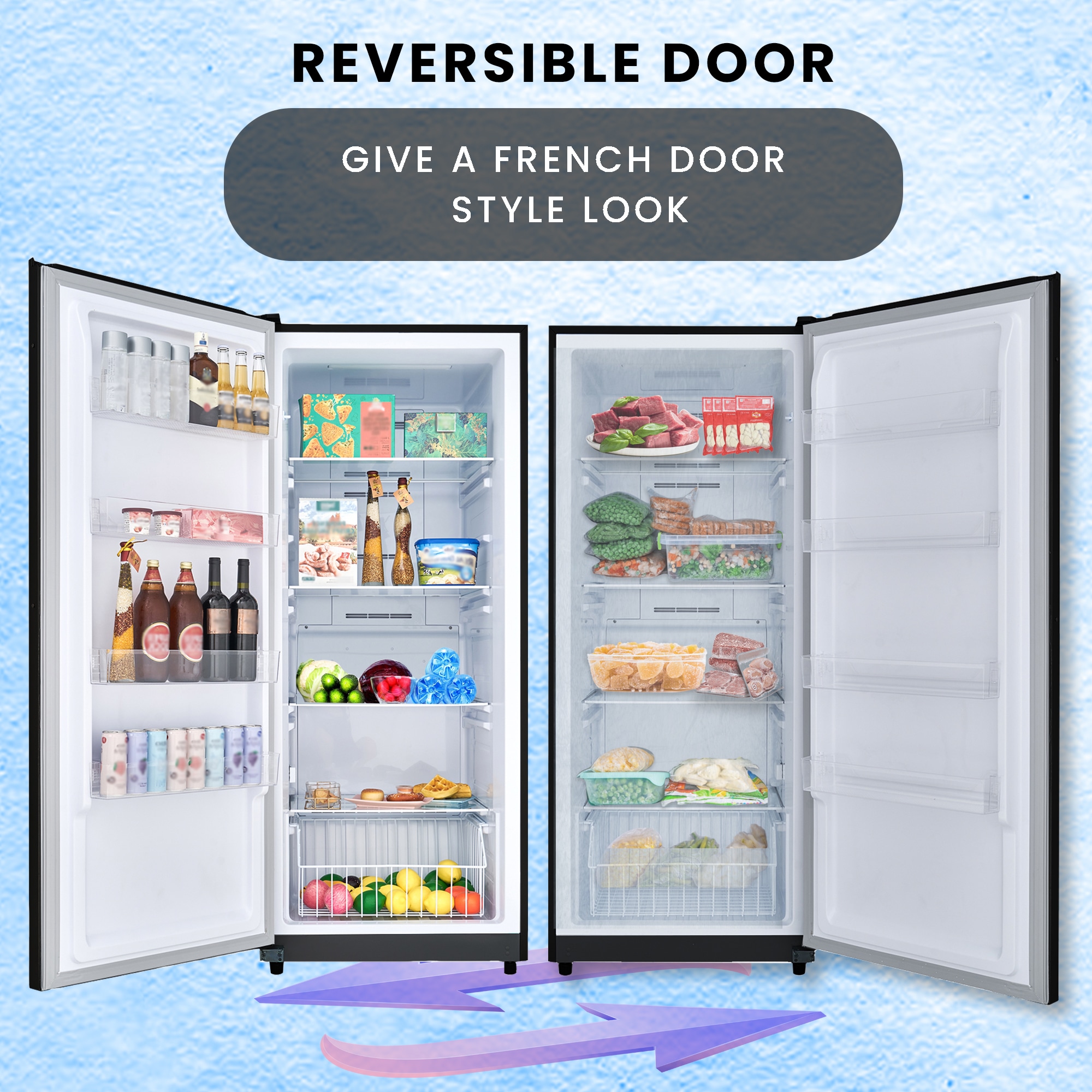 Congelador/Refrigerador Vertical Convertible ConServ de 17 pies cúbicos, listo para el garaje, sin escarcha (Negro) Certificado ENERGY STAR FR1700 BREV