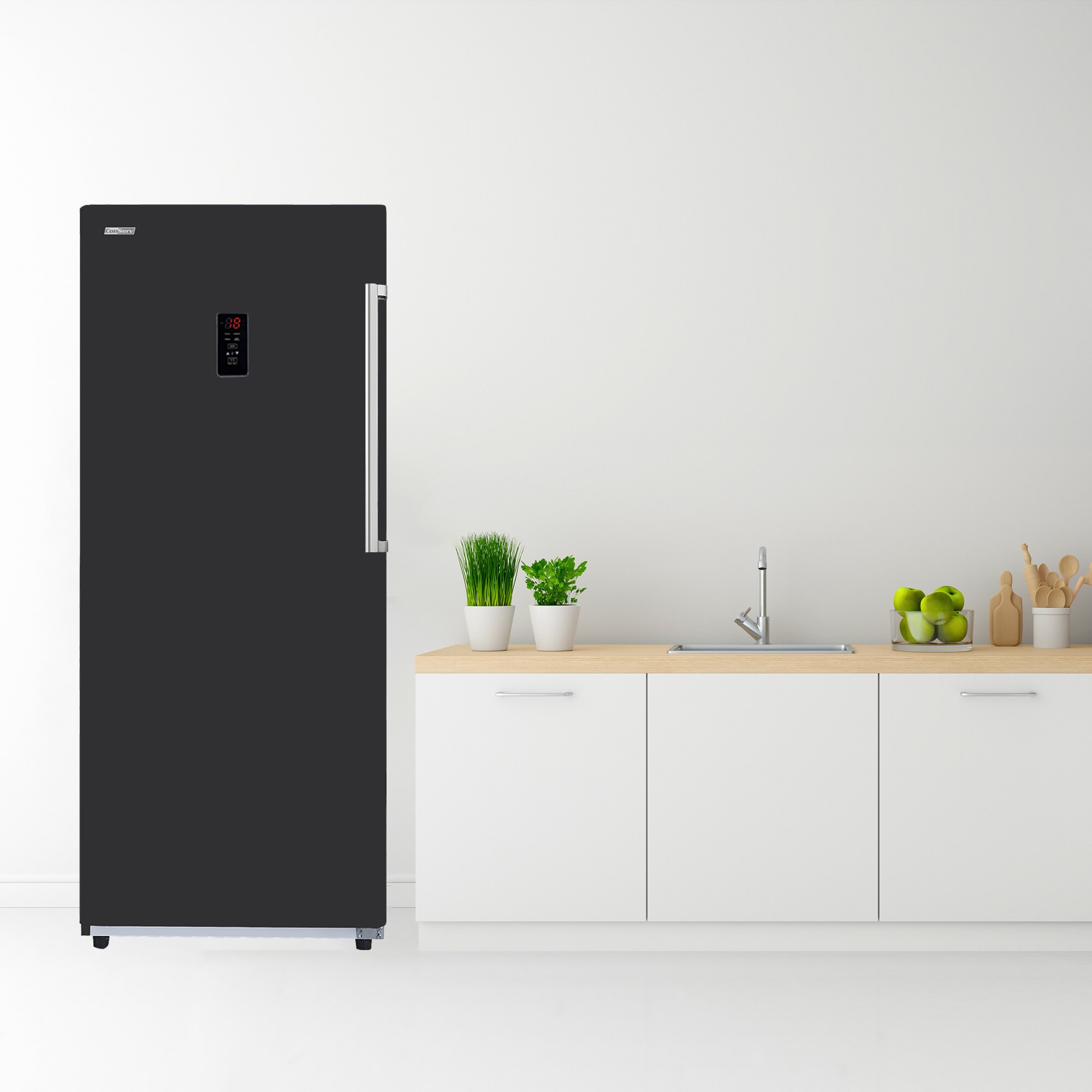 Congelador/Refrigerador Vertical Convertible ConServ de 17 pies cúbicos, listo para el garaje, sin escarcha (Negro) Certificado ENERGY STAR FR1700 BREV