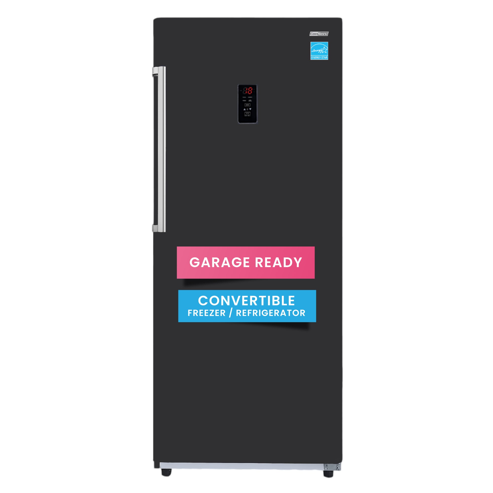 Congelador/Refrigerador Vertical Convertible ConServ de 17 pies cúbicos, listo para el garaje, sin escarcha (Negro) Certificado ENERGY STAR FR1700 BREV