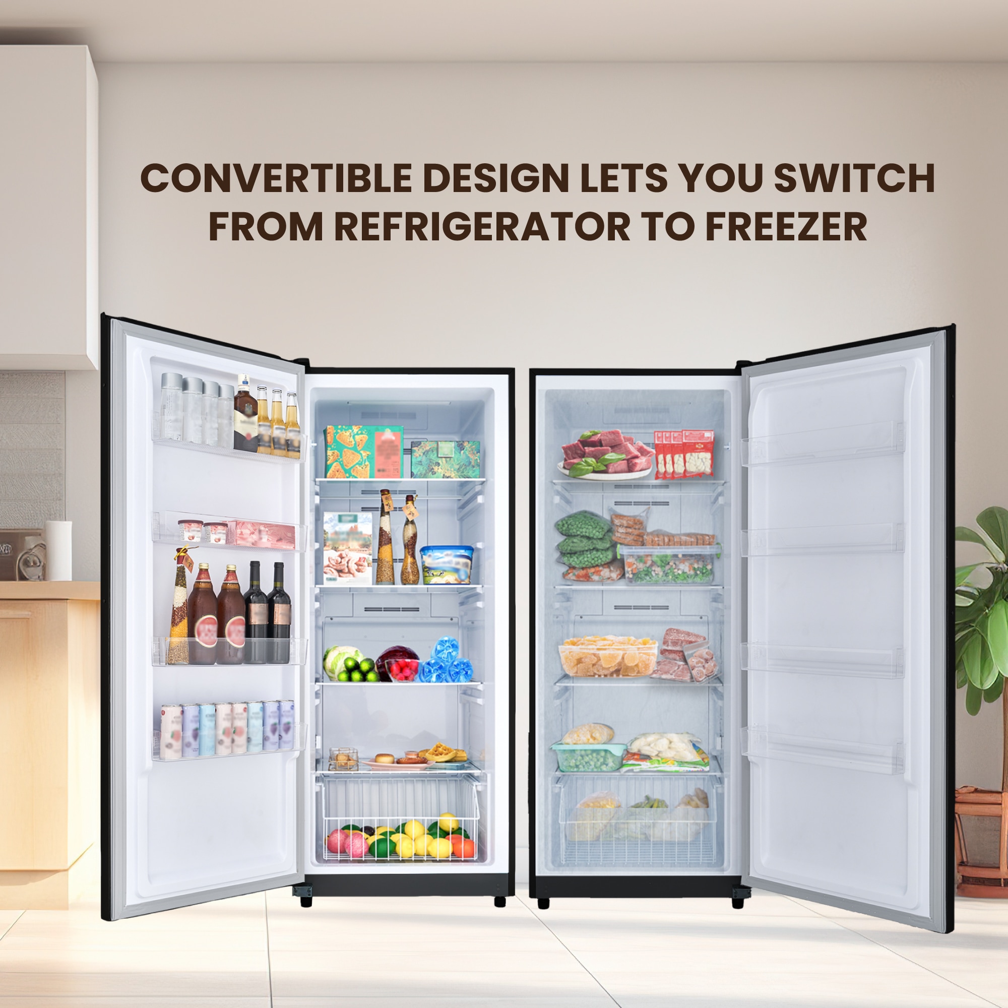 Congelador/Refrigerador Vertical Convertible ConServ de 17 pies cúbicos, listo para el garaje, sin escarcha (Negro) Certificado ENERGY STAR FR1700 BREV