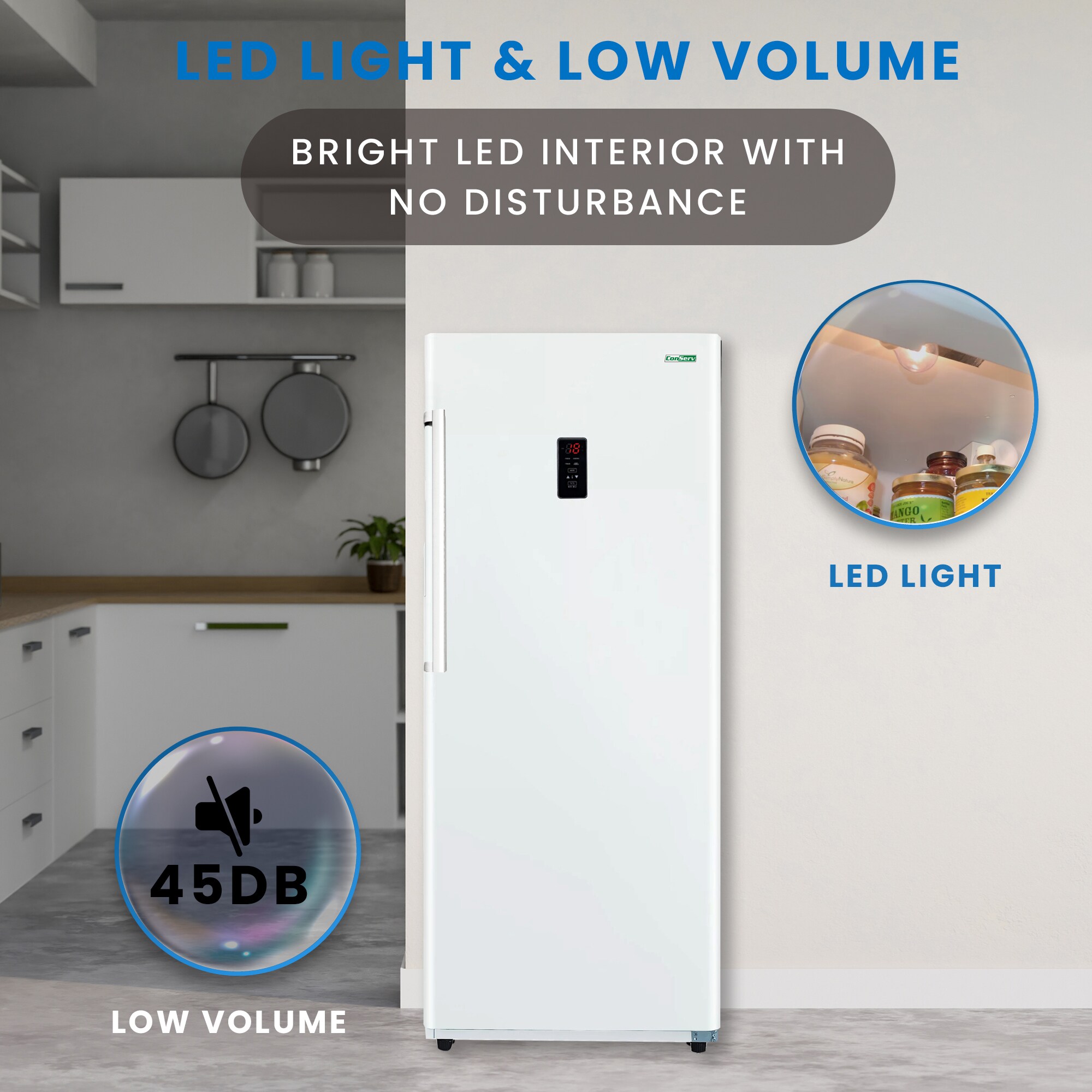 Congelador/Refrigerador Vertical Convertible ConServ de 17 pies cúbicos Listo para Garage, Libre de Escarcha (Blanco) Certificado ENERGY STAR FR1700 WREV
