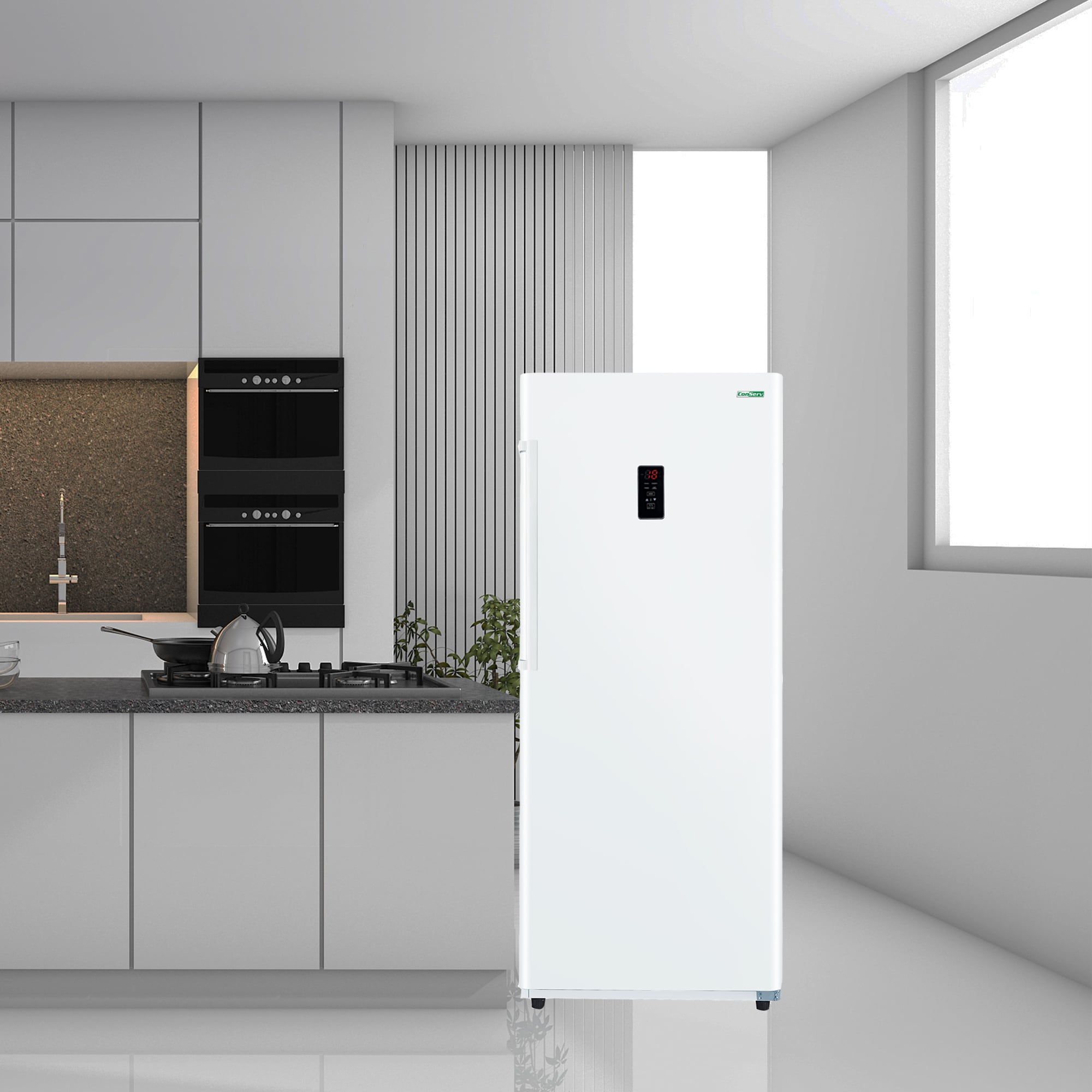 Congelador/Refrigerador Vertical Convertible ConServ de 17 pies cúbicos Listo para Garage, Libre de Escarcha (Blanco) Certificado ENERGY STAR FR1700 WREV