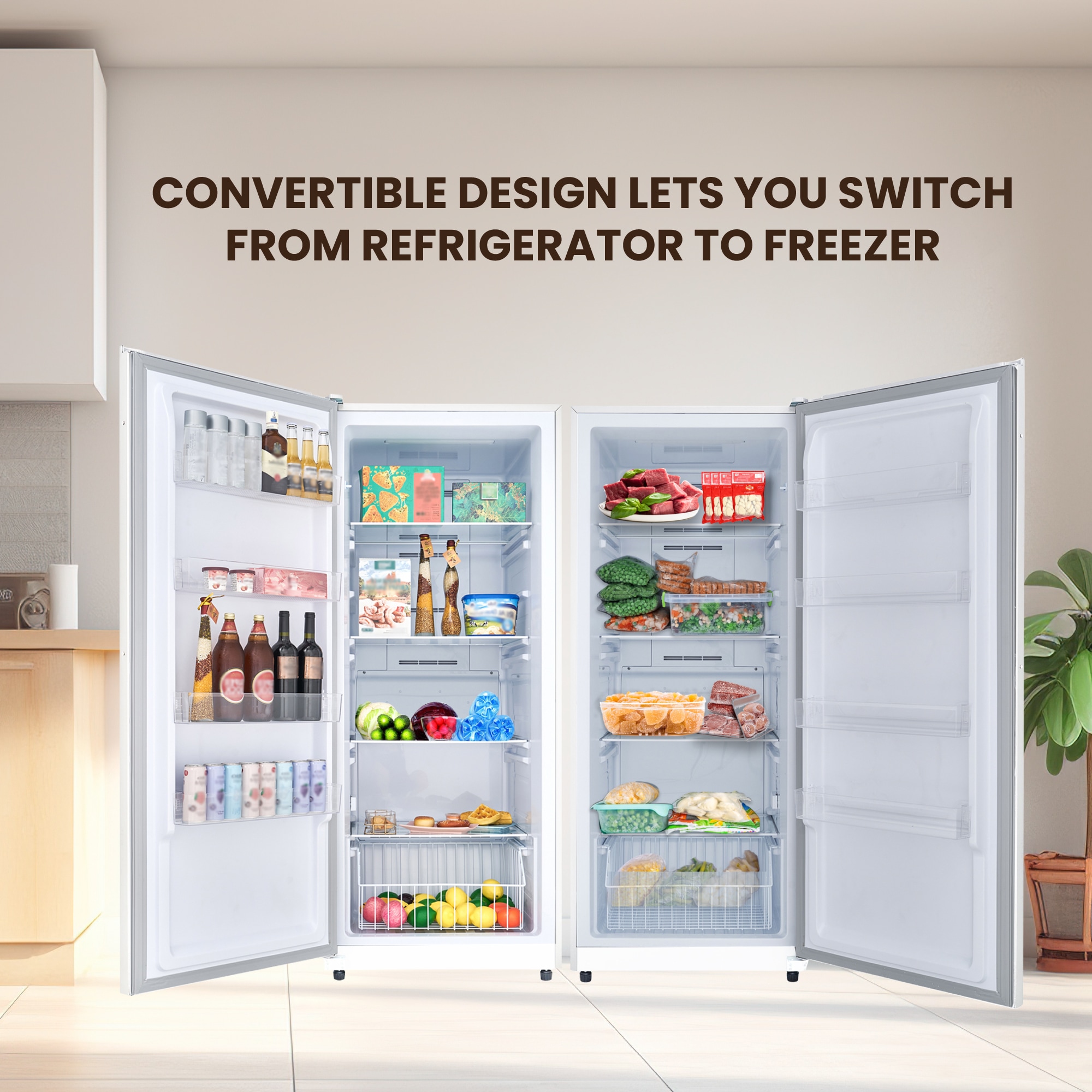 Congelador/Refrigerador Vertical Convertible ConServ de 17 pies cúbicos Listo para Garage, Libre de Escarcha (Blanco) Certificado ENERGY STAR FR1700 WREV
