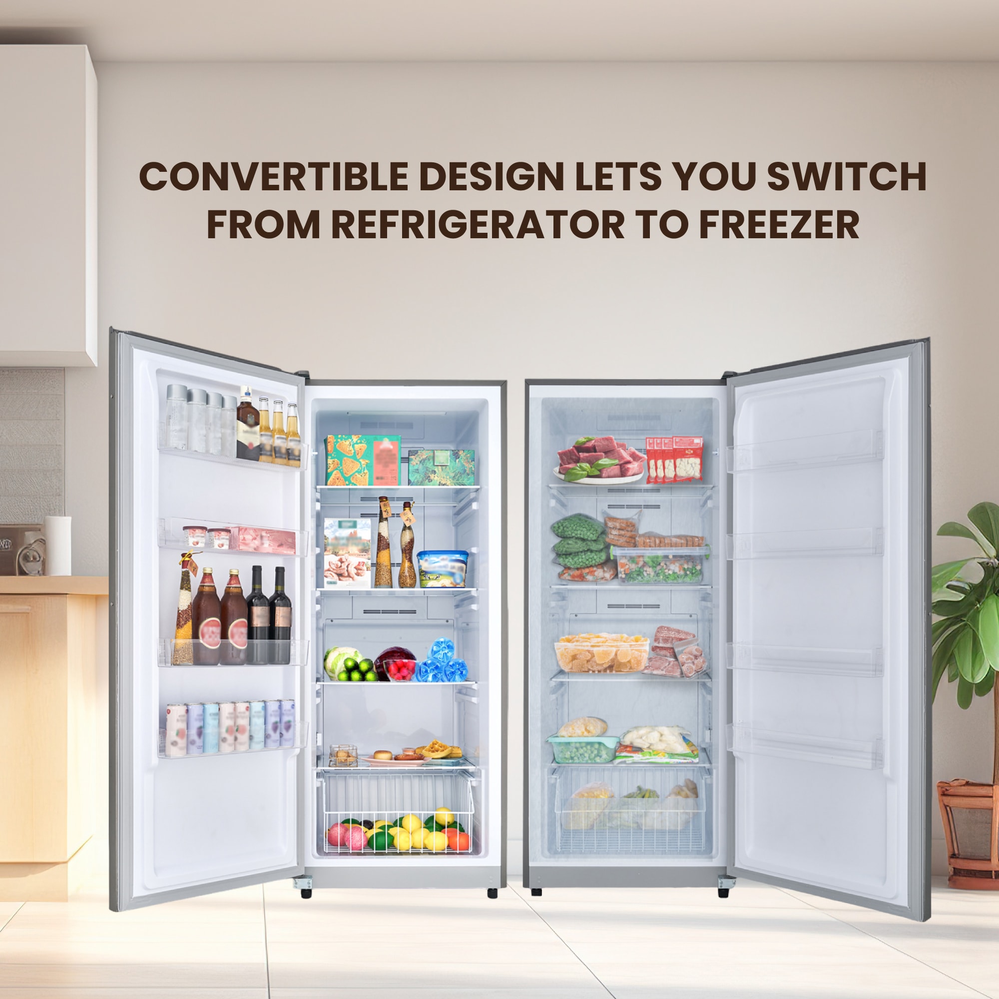Congelador/Refrigerador vertical convertible ConServ de 17 pies cúbicos listo para garaje, sin escarcha (acero inoxidable) Certificado ENERGY STAR FR1700 SREV.