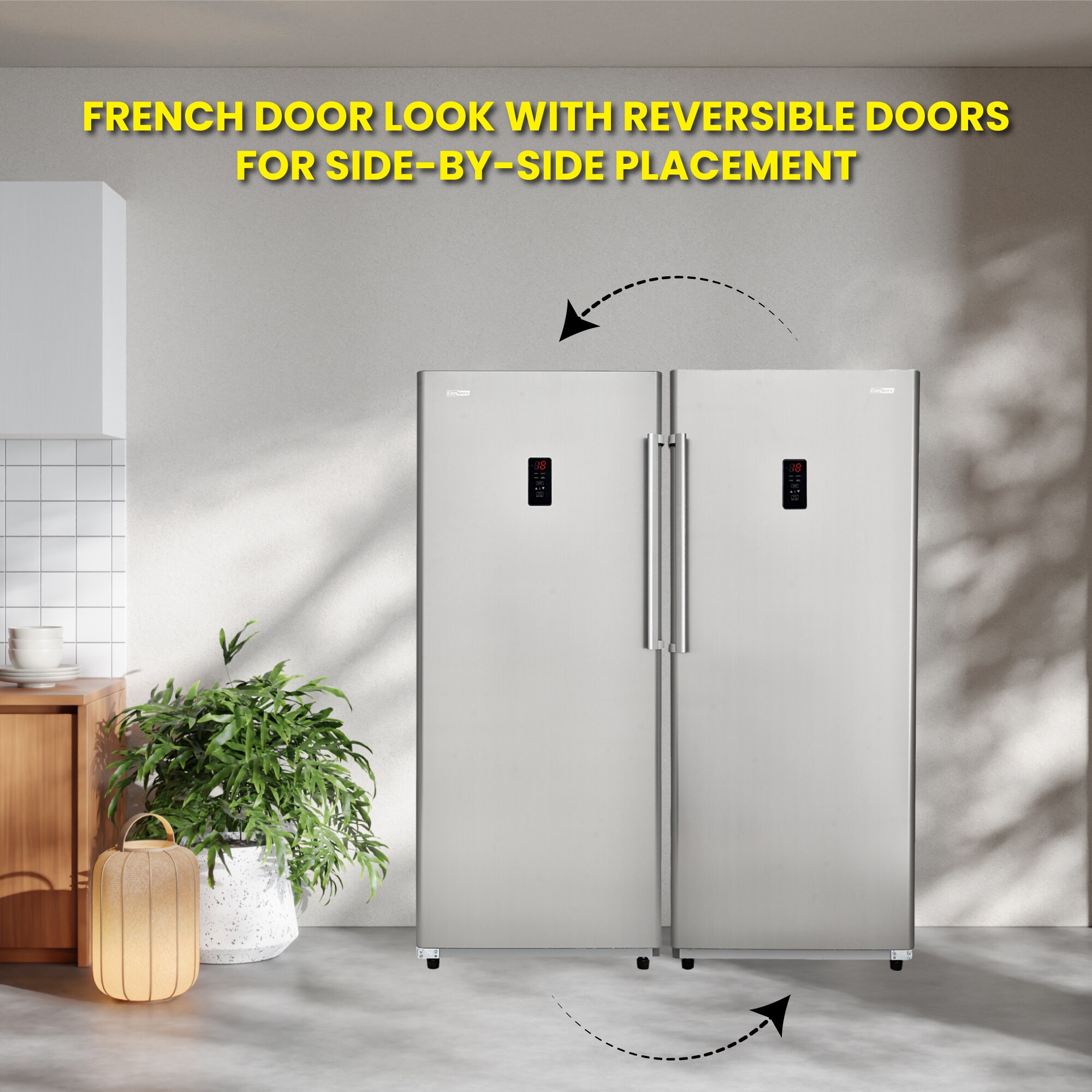 Congelador/Refrigerador vertical convertible ConServ de 17 pies cúbicos listo para garaje, sin escarcha (acero inoxidable) Certificado ENERGY STAR FR1700 SREV.