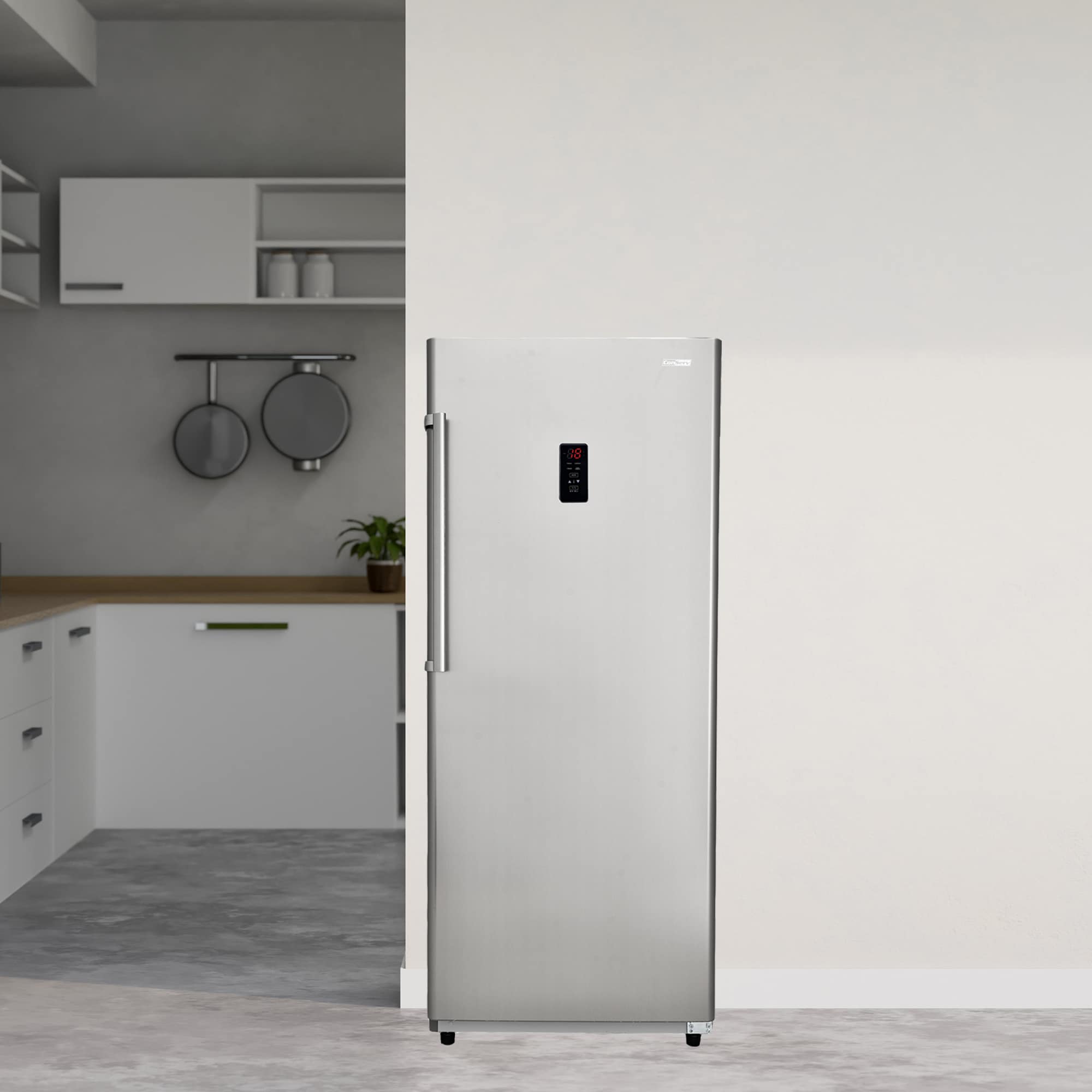Congelador/Refrigerador vertical convertible ConServ de 17 pies cúbicos listo para garaje, sin escarcha (acero inoxidable) Certificado ENERGY STAR FR1700 SREV.