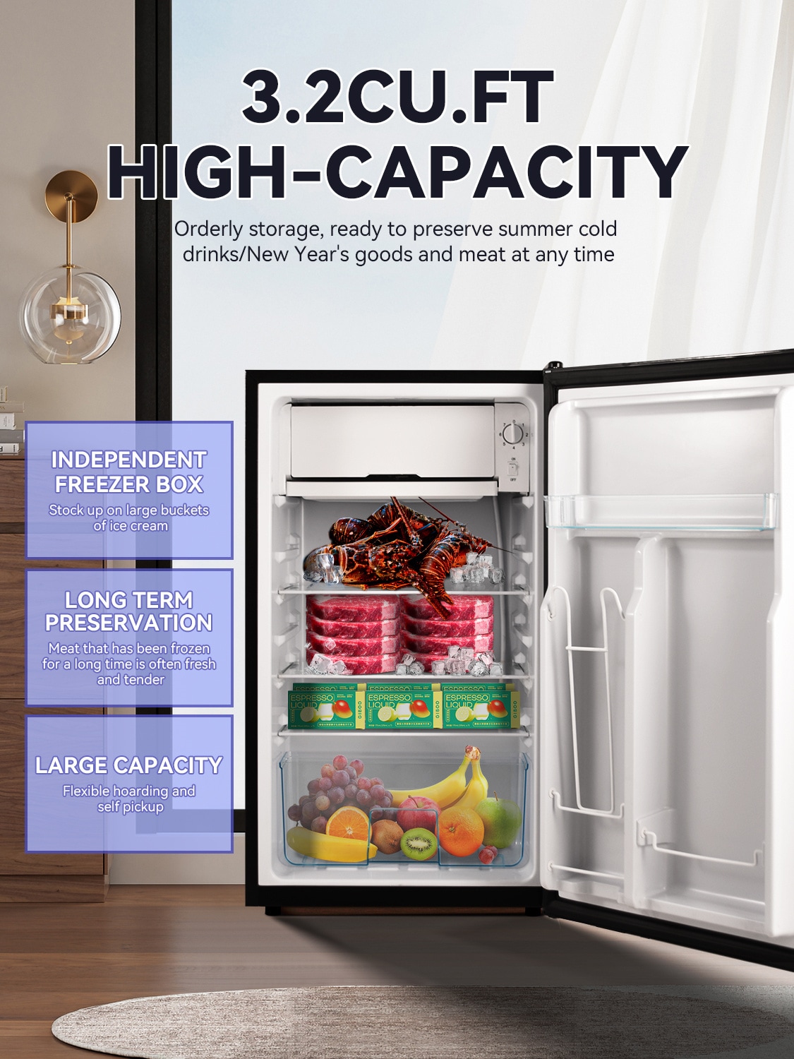 Congelador/Refrigerador Vertical Convertible Jeremy Cass de 3.2 pies cúbicos (plata) AGJLWLING01
